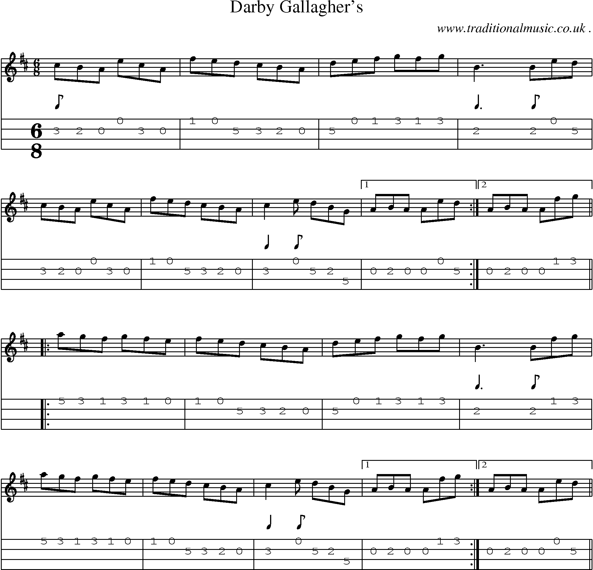 Sheet-Music and Mandolin Tabs for Darby Gallaghers