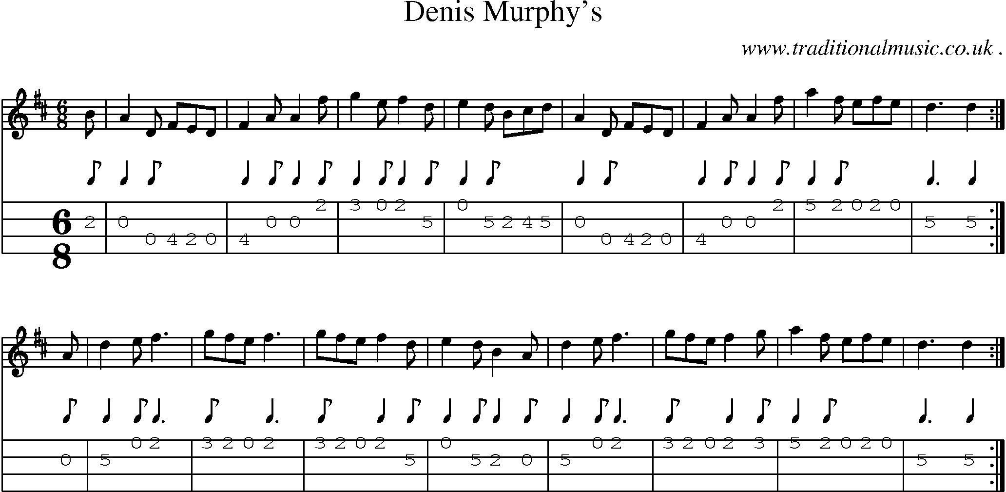 Sheet-Music and Mandolin Tabs for Denis Murphys
