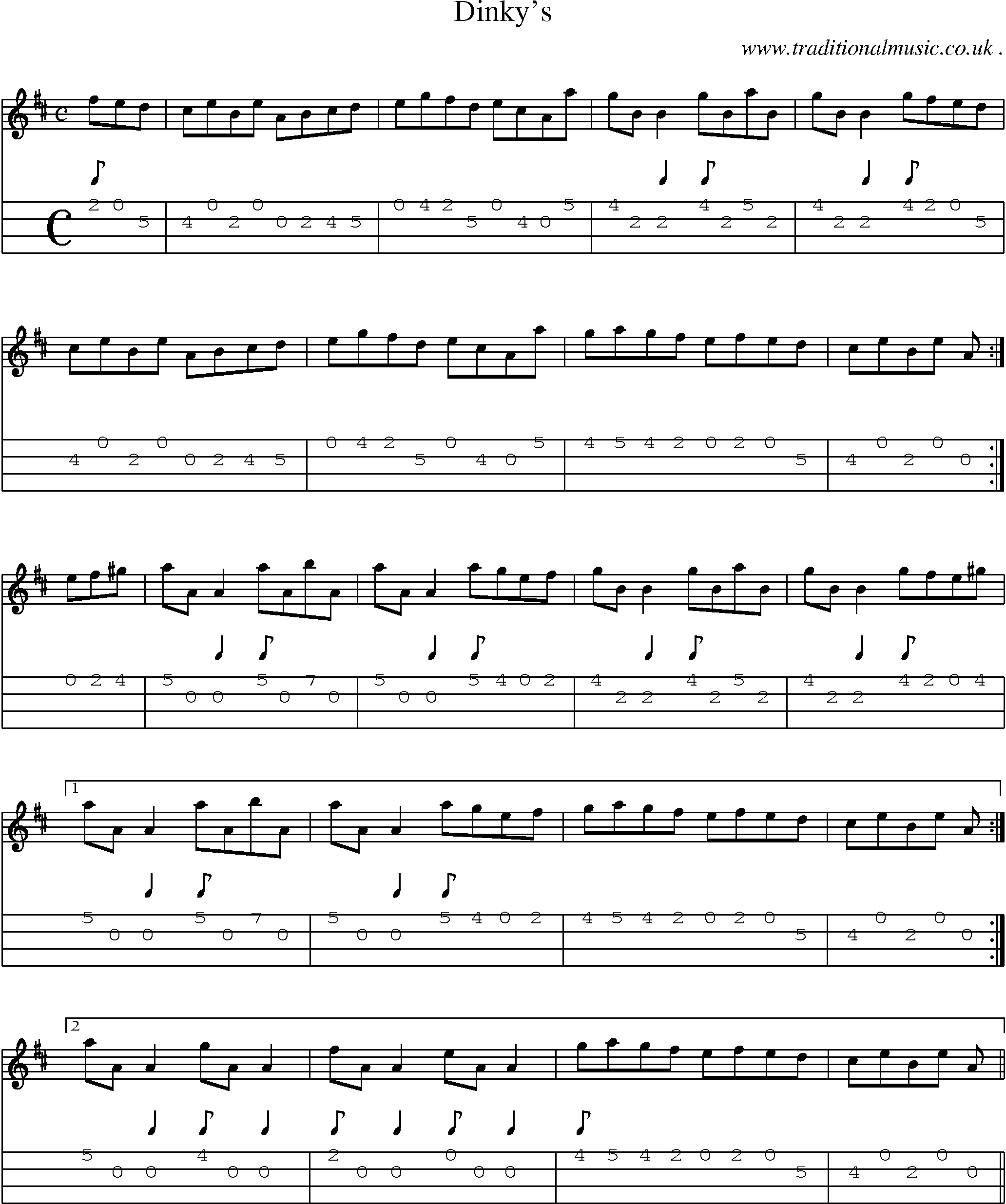 Sheet-Music and Mandolin Tabs for Dinkys