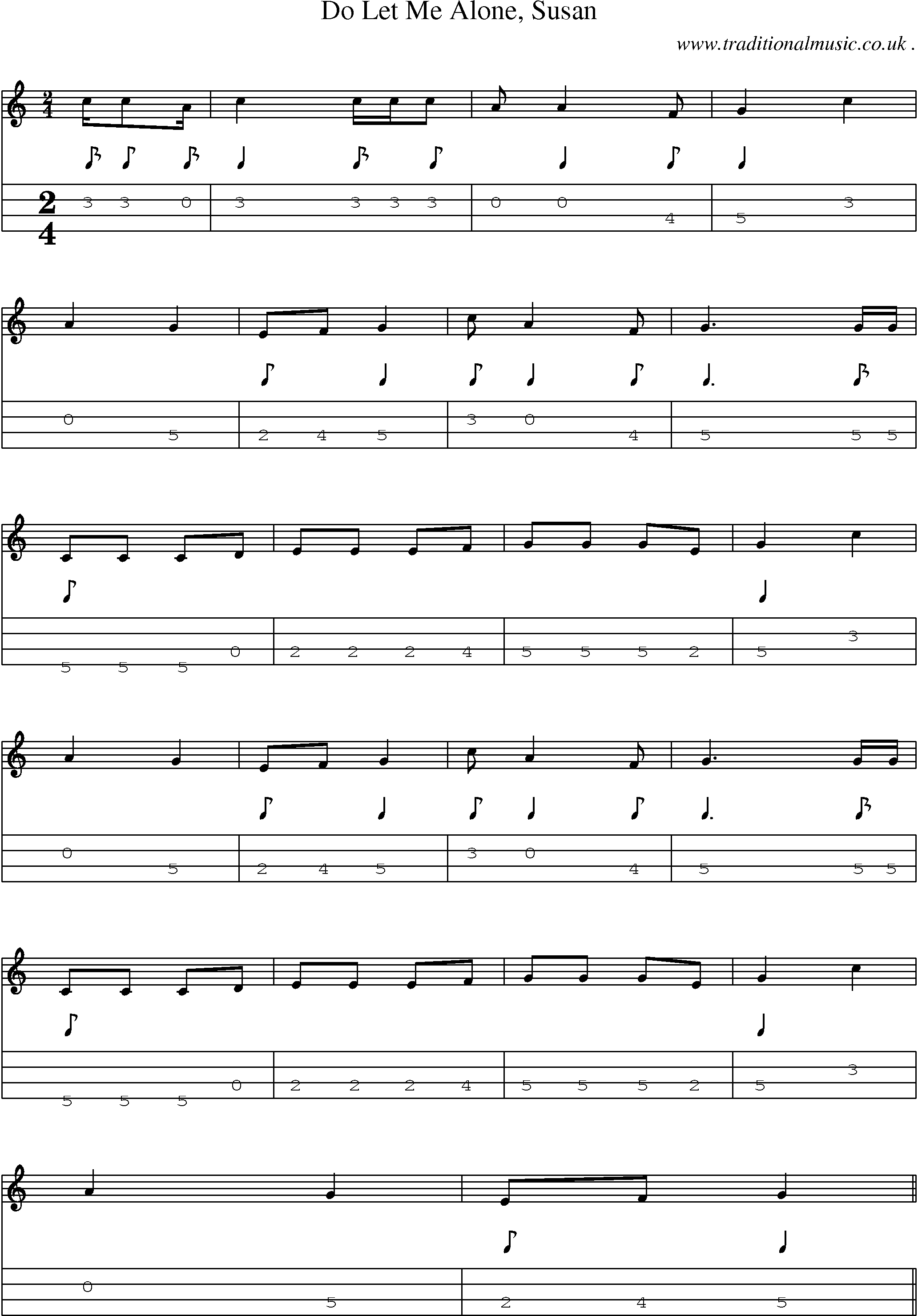 Sheet-Music and Mandolin Tabs for Do Let Me Alone Susan