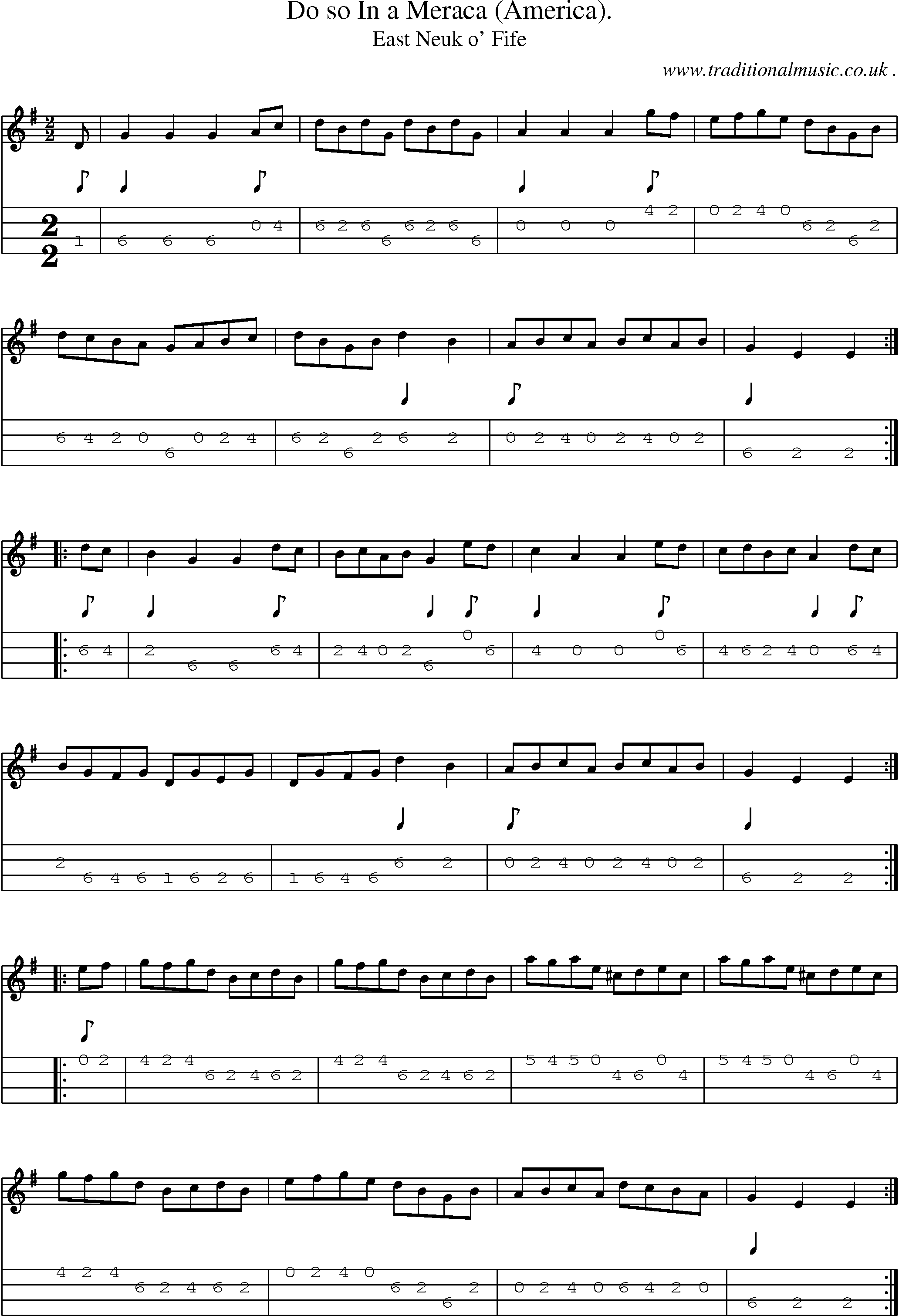 Sheet-Music and Mandolin Tabs for Do So In A Meraca (america)