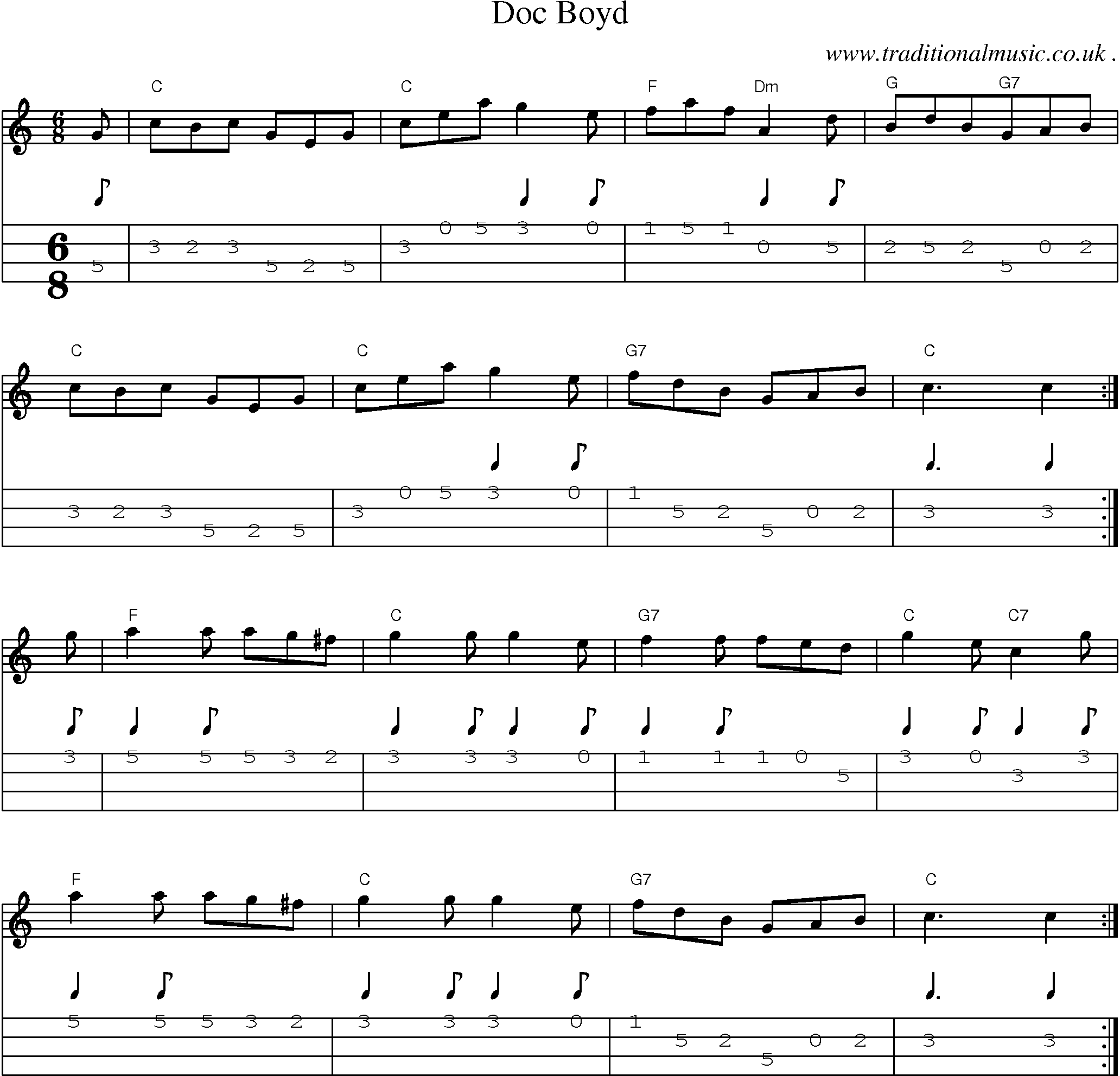 Sheet-Music and Mandolin Tabs for Doc Boyd