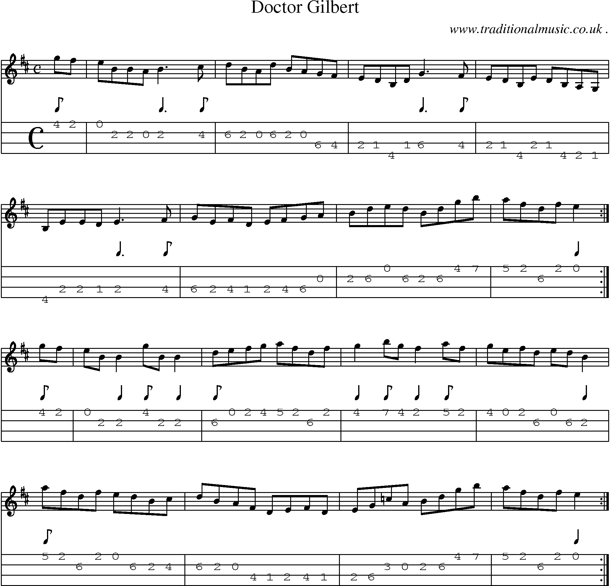 Sheet-Music and Mandolin Tabs for Doctor Gilbert