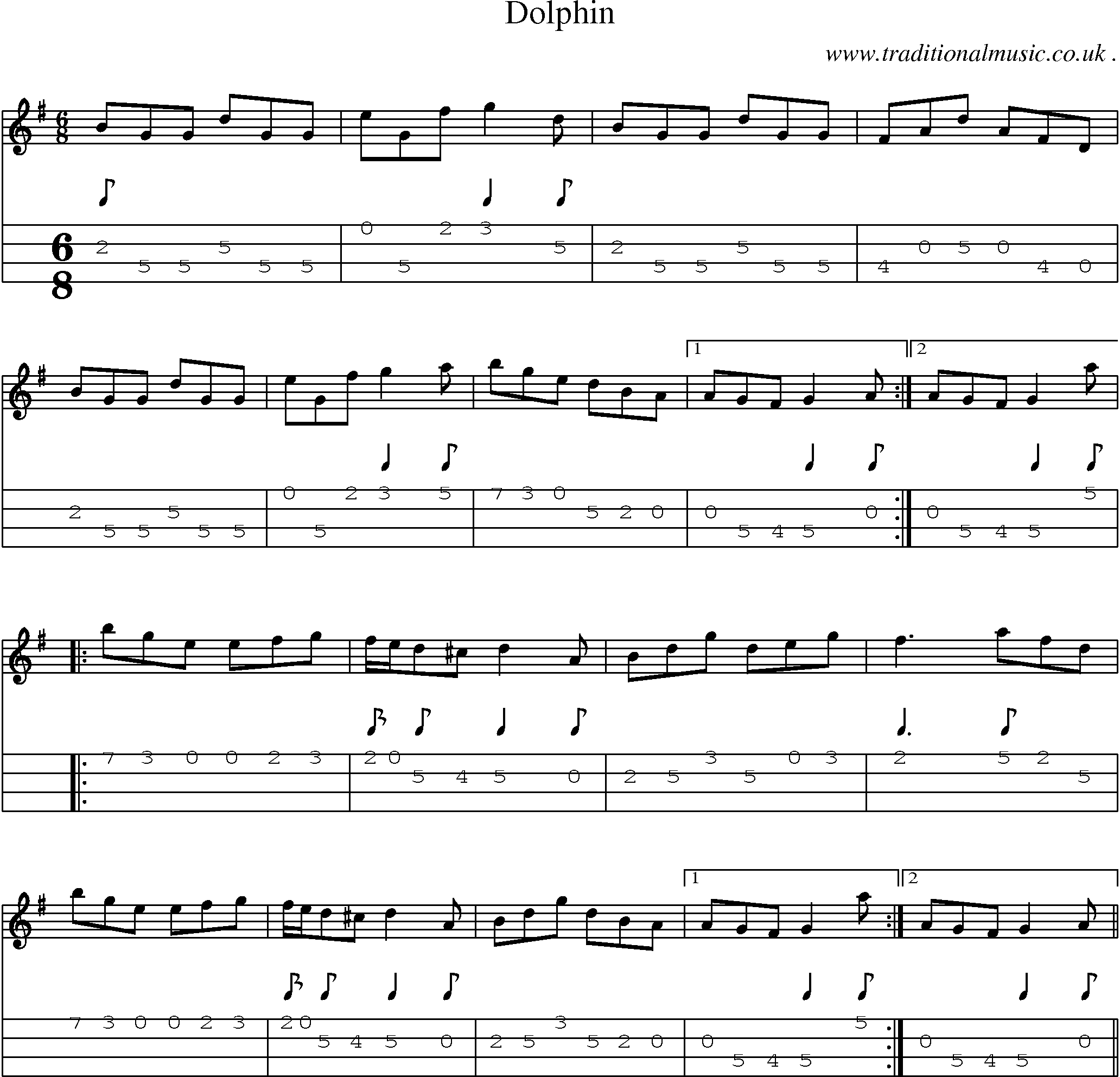 Sheet-Music and Mandolin Tabs for Dolphin