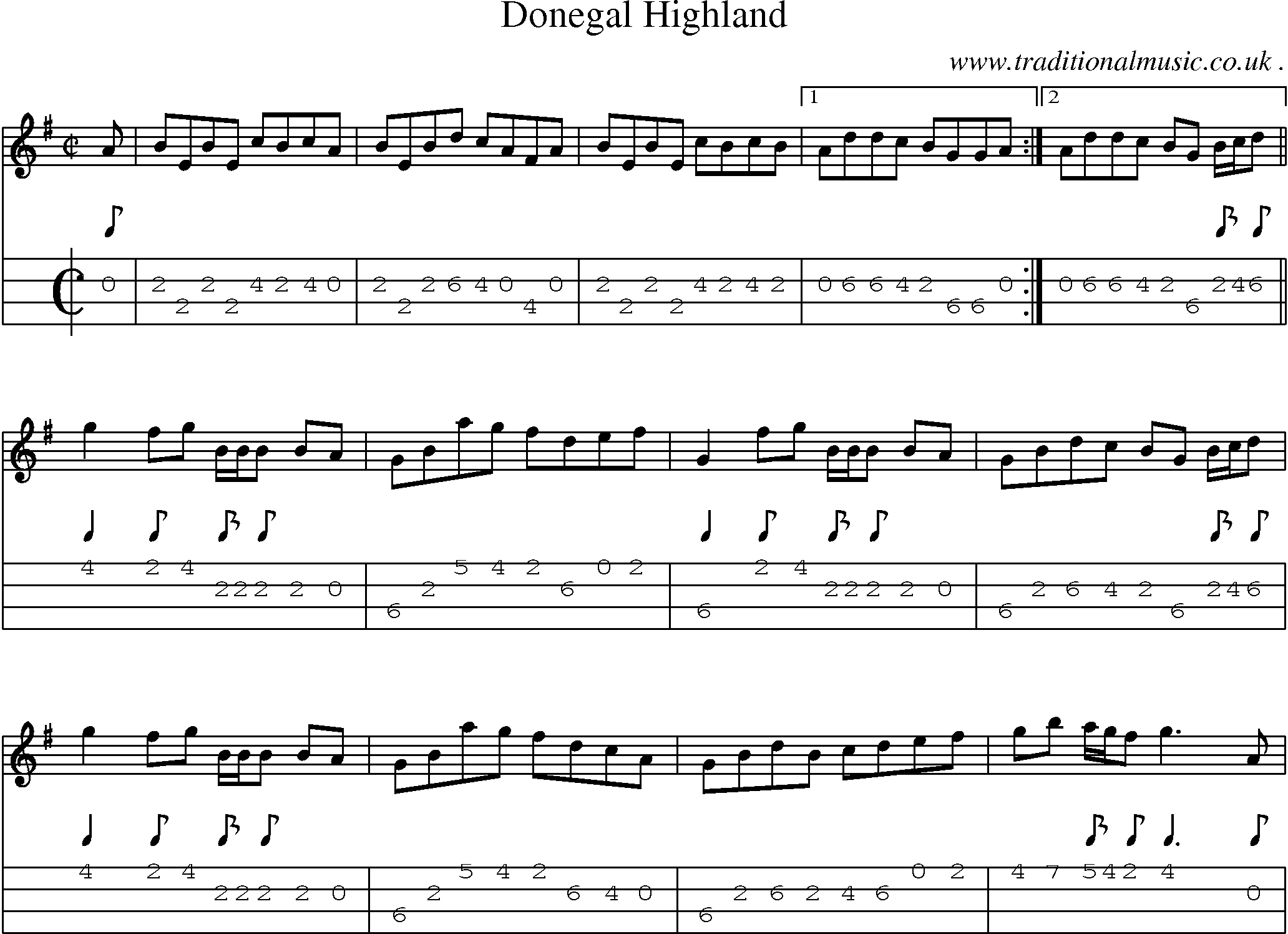 Sheet-Music and Mandolin Tabs for Donegal Highland
