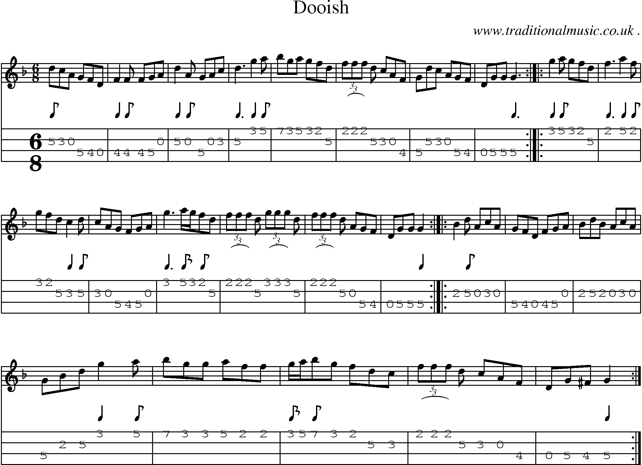 Sheet-Music and Mandolin Tabs for Dooish