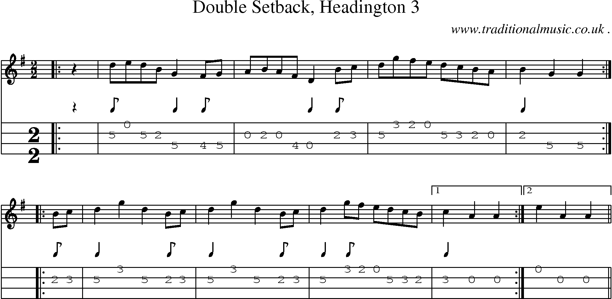 Sheet-Music and Mandolin Tabs for Double Setback Headington 3