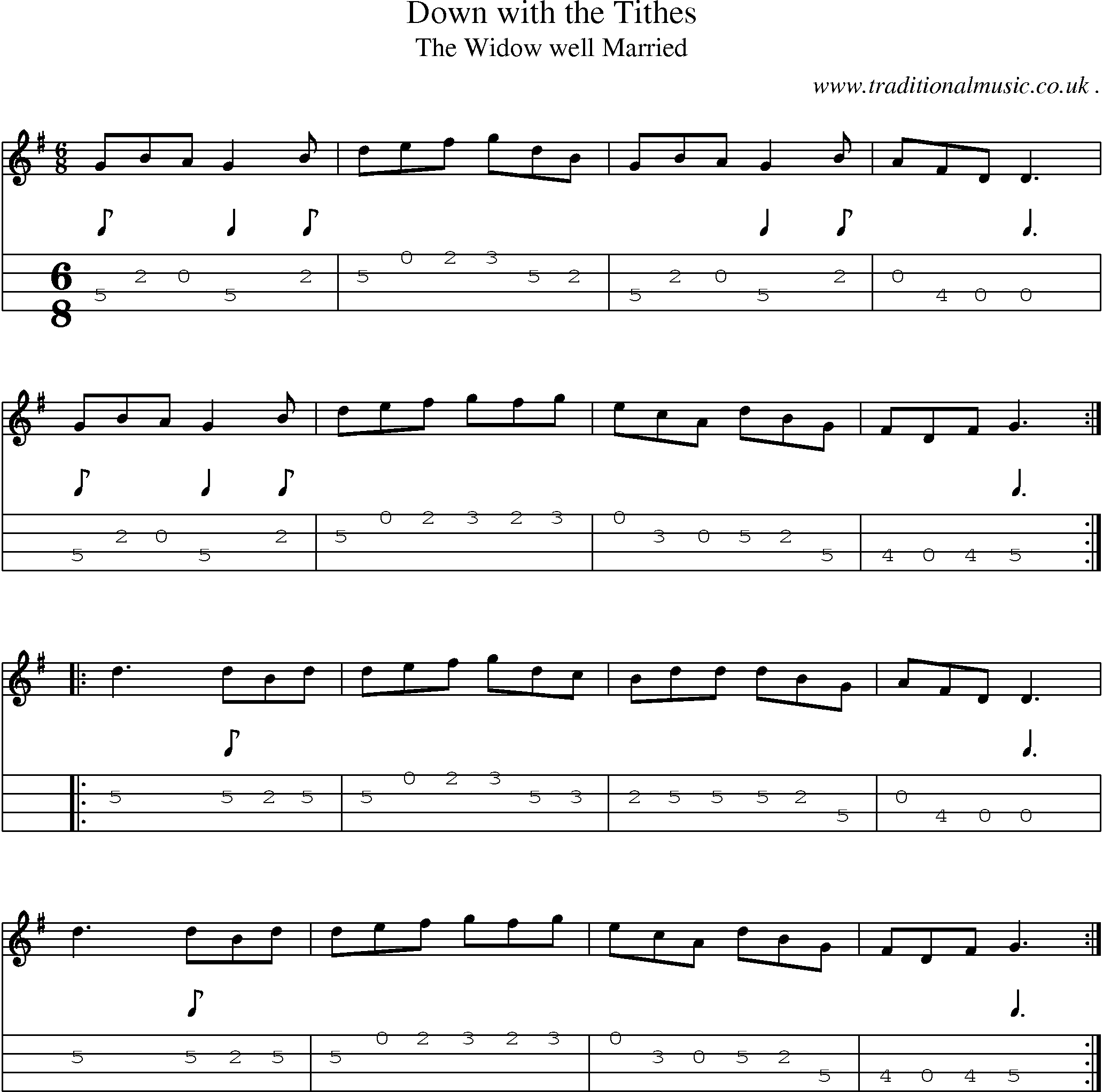 Sheet-Music and Mandolin Tabs for Down With The Tithes