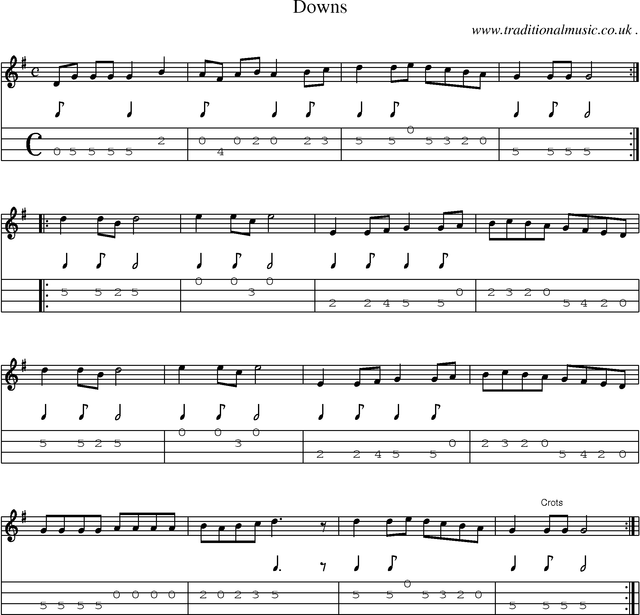 Sheet-Music and Mandolin Tabs for Downs