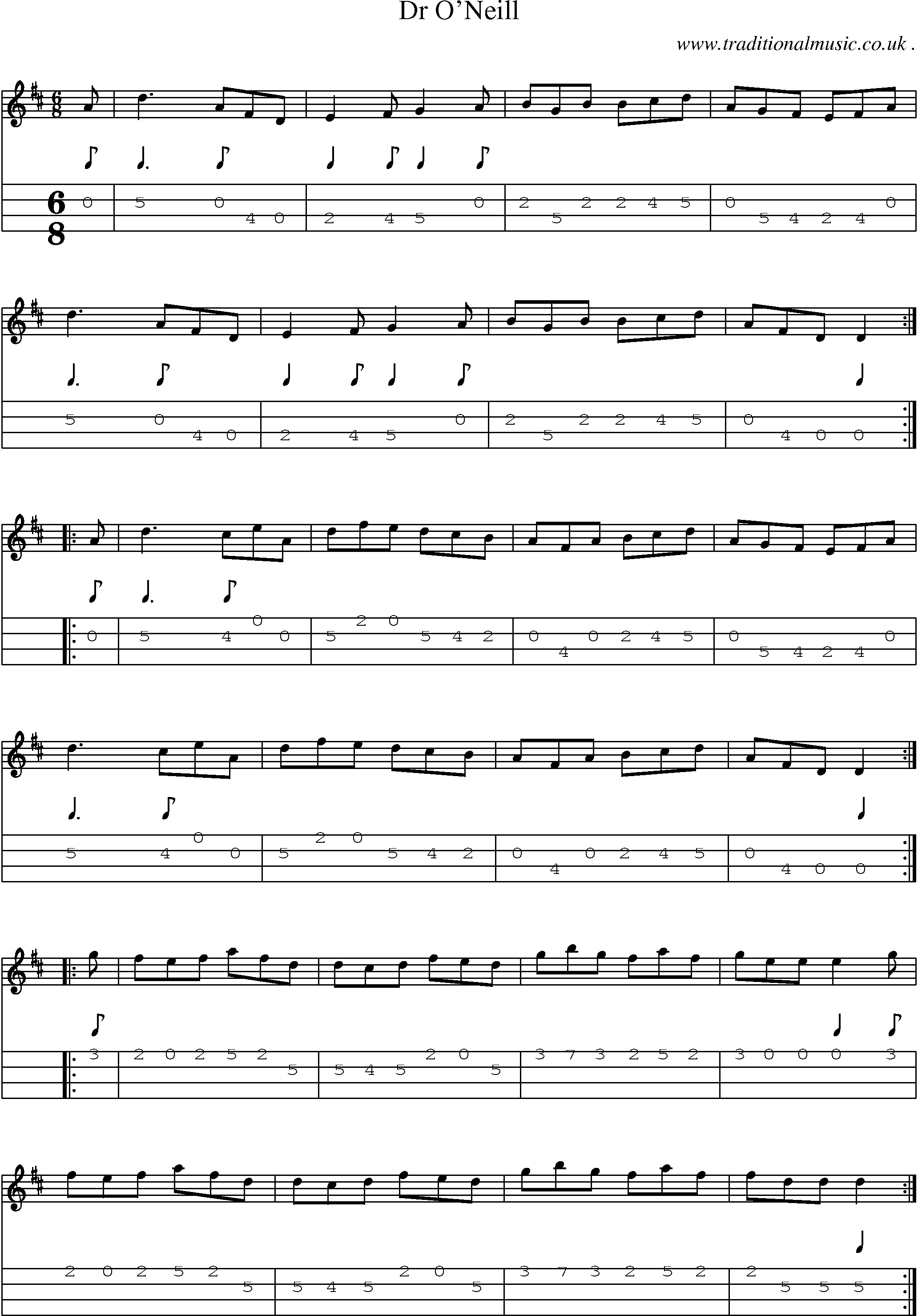 Sheet-Music and Mandolin Tabs for Dr Oneill