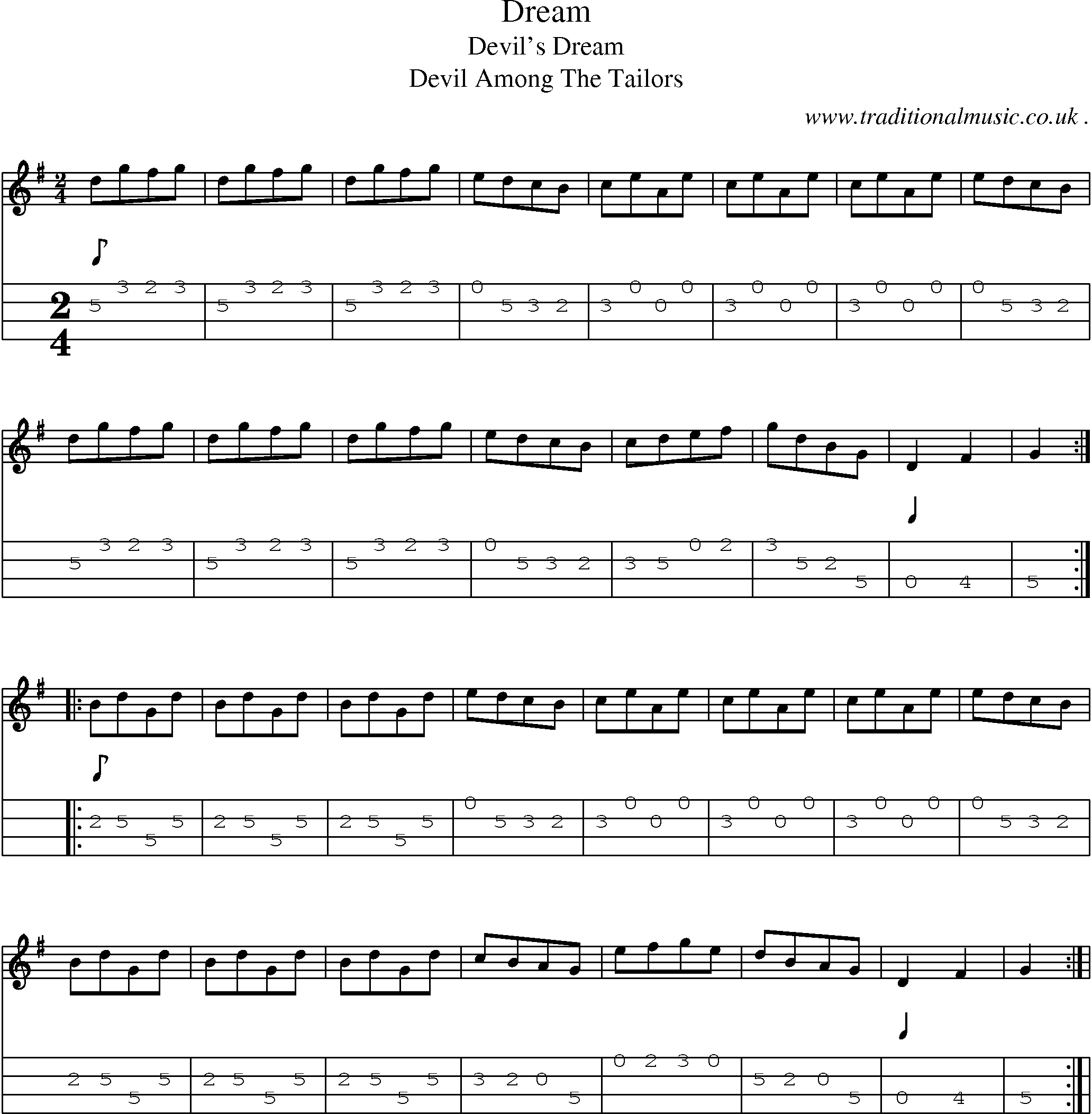 Sheet-Music and Mandolin Tabs for Dream