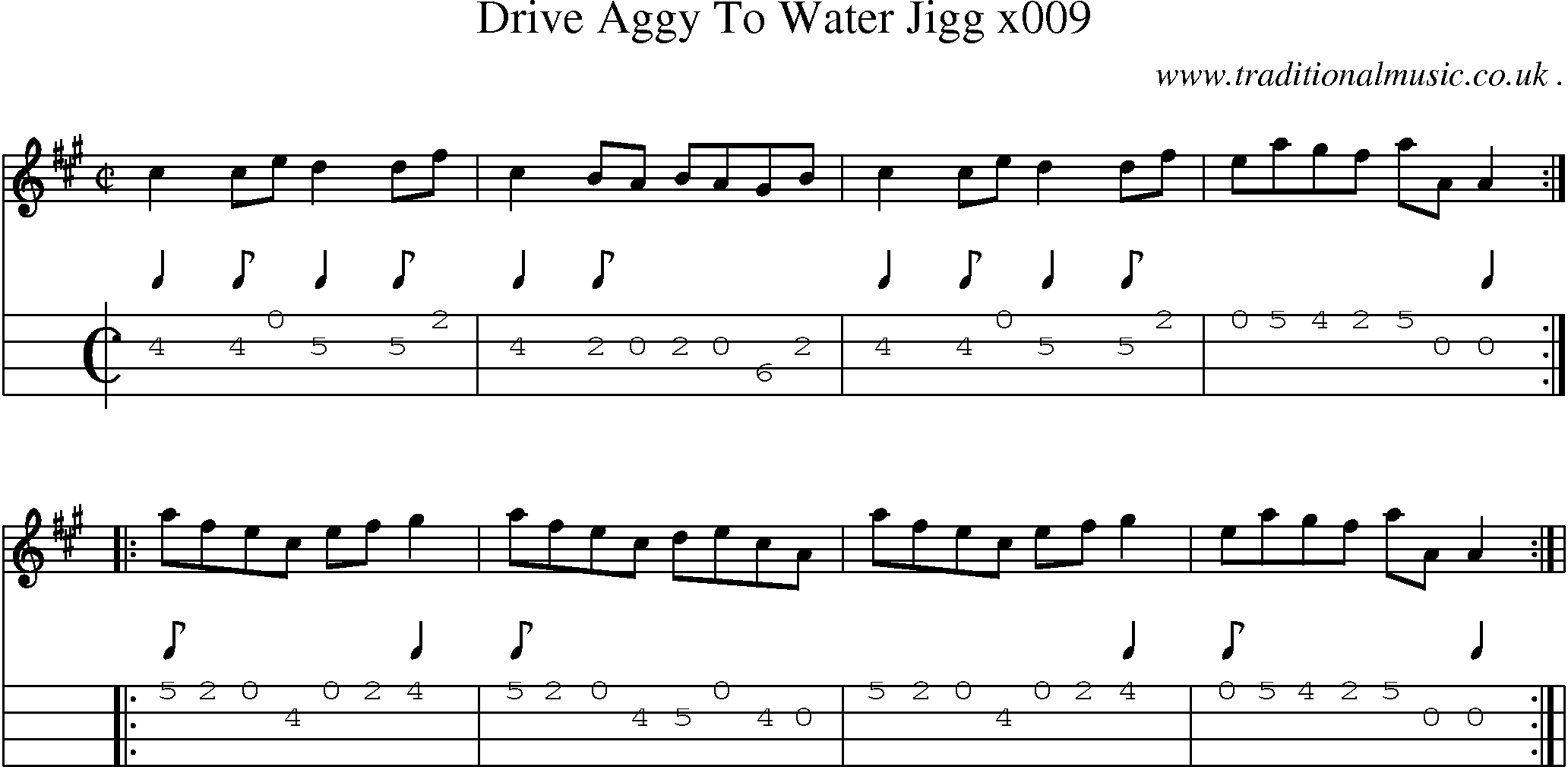 Sheet-Music and Mandolin Tabs for Drive Aggy To Water Jigg X009