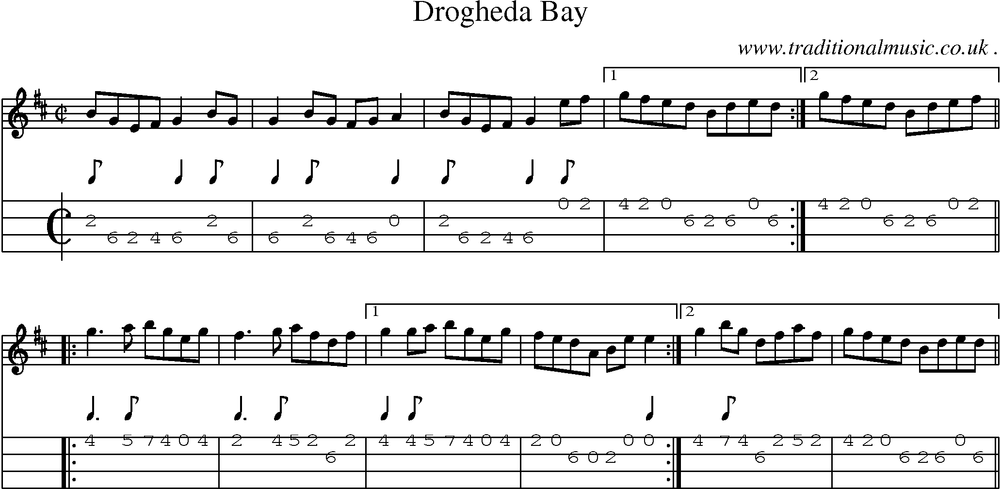 Sheet-Music and Mandolin Tabs for Drogheda Bay