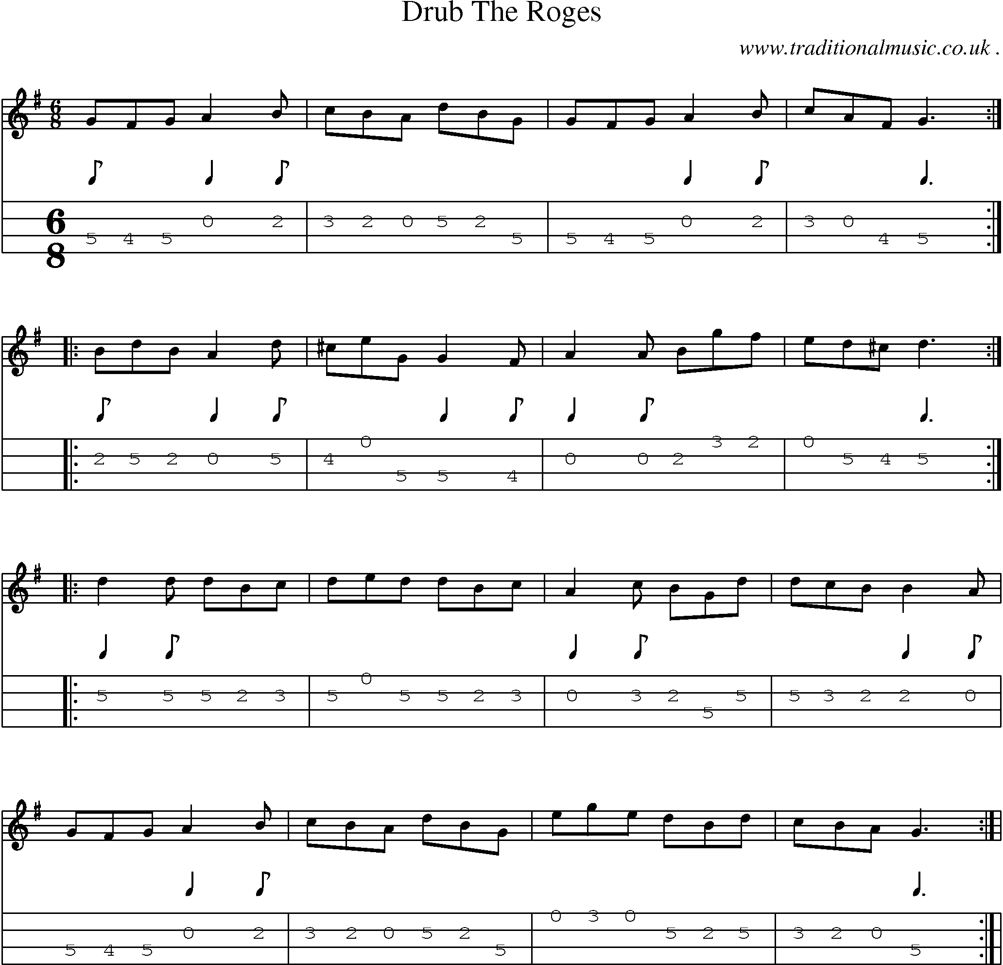 Sheet-Music and Mandolin Tabs for Drub The Roges