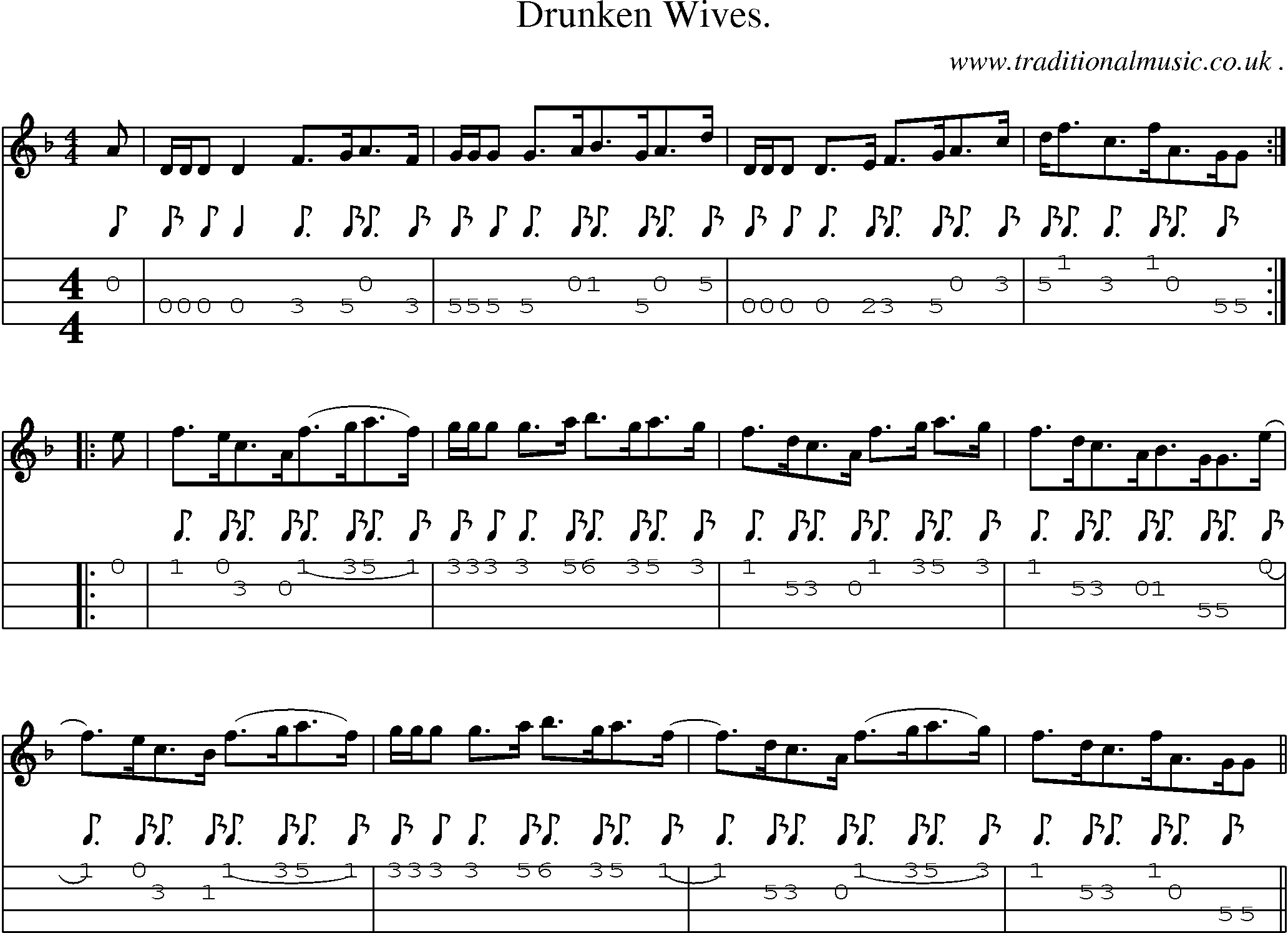 Sheet-Music and Mandolin Tabs for Drunken Wives