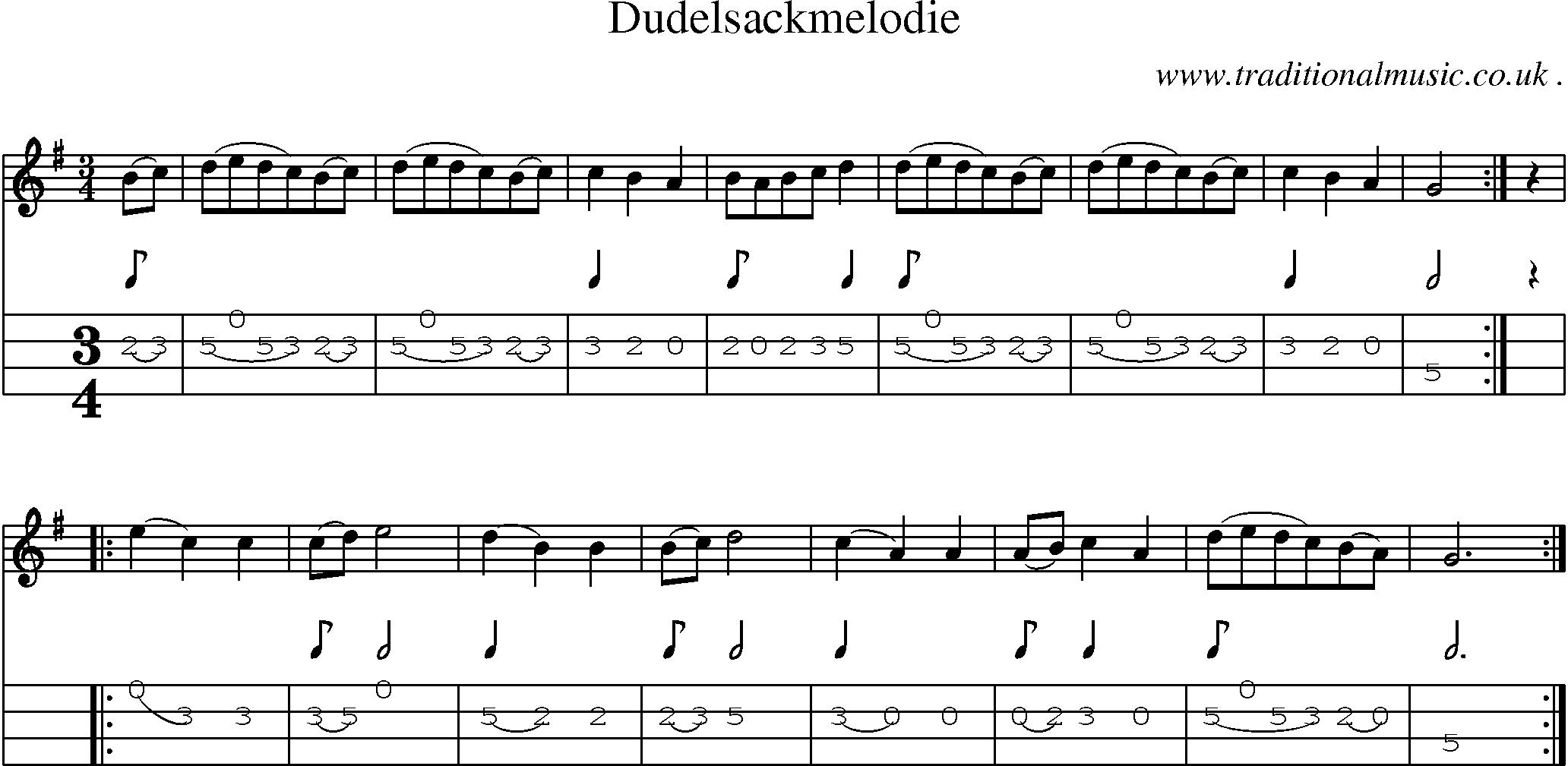 Sheet-Music and Mandolin Tabs for Dudelsackmelodie
