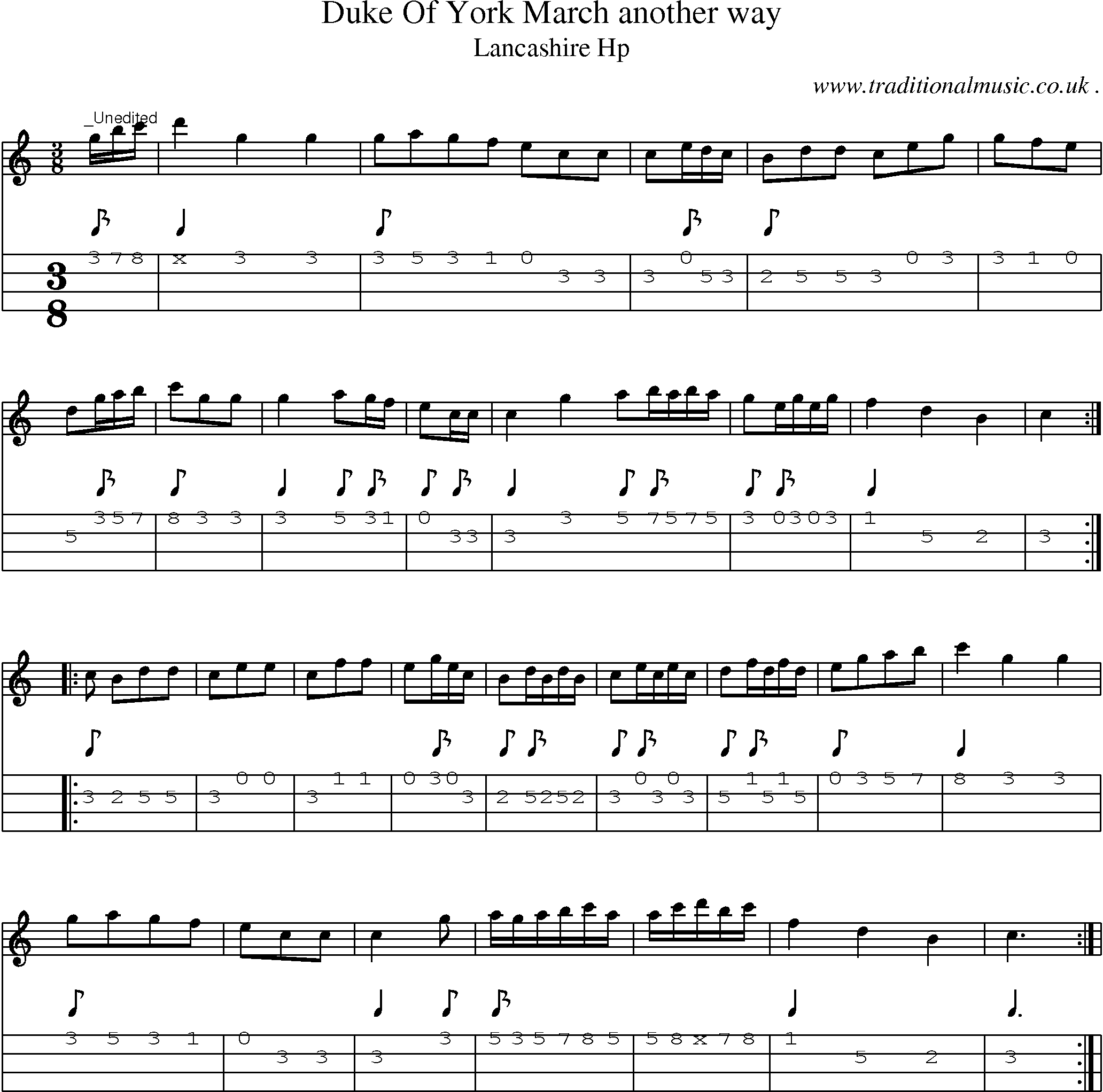 Sheet-Music and Mandolin Tabs for Duke Of York March Another Way