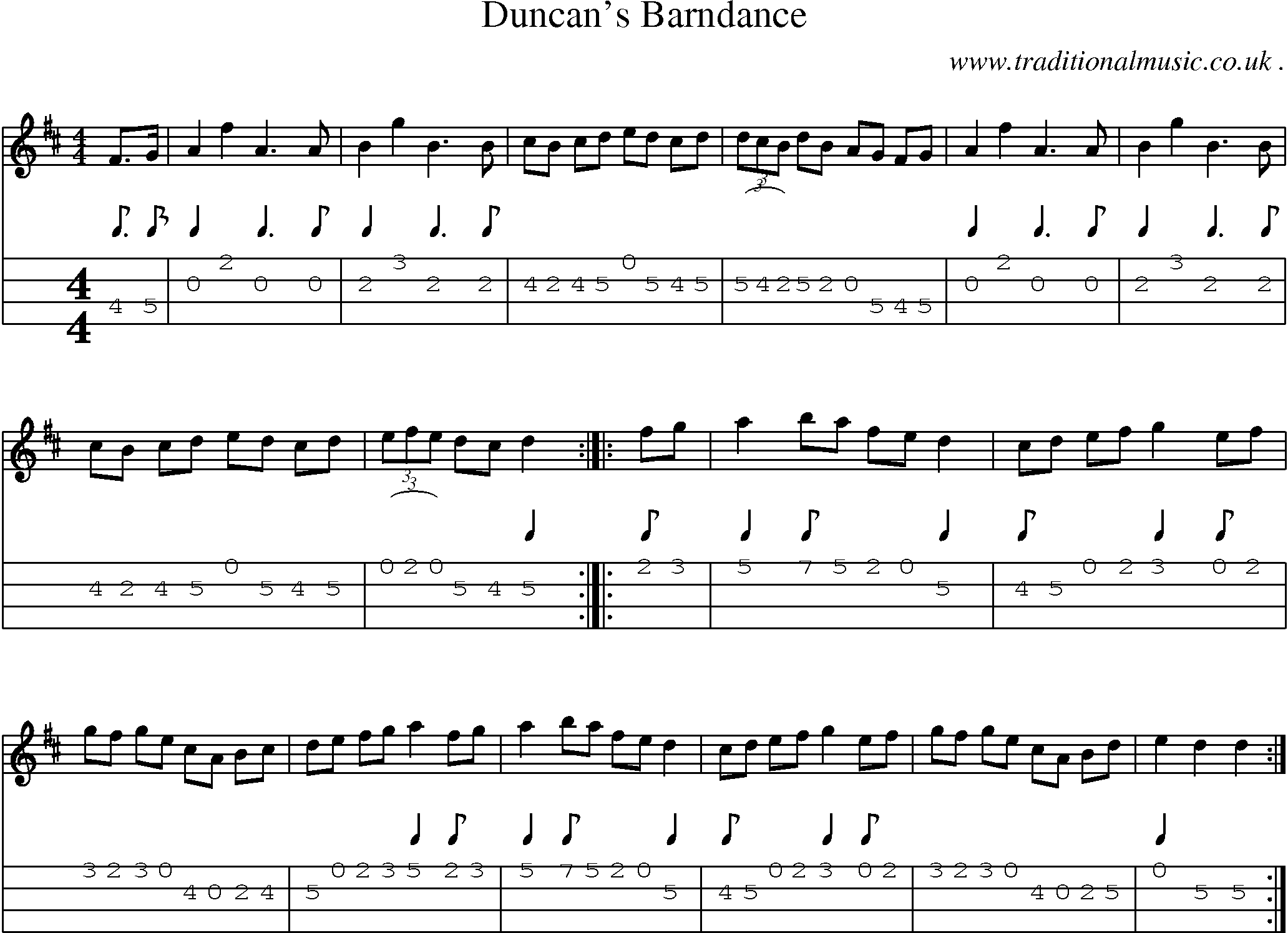 Sheet-Music and Mandolin Tabs for Duncans Barndance