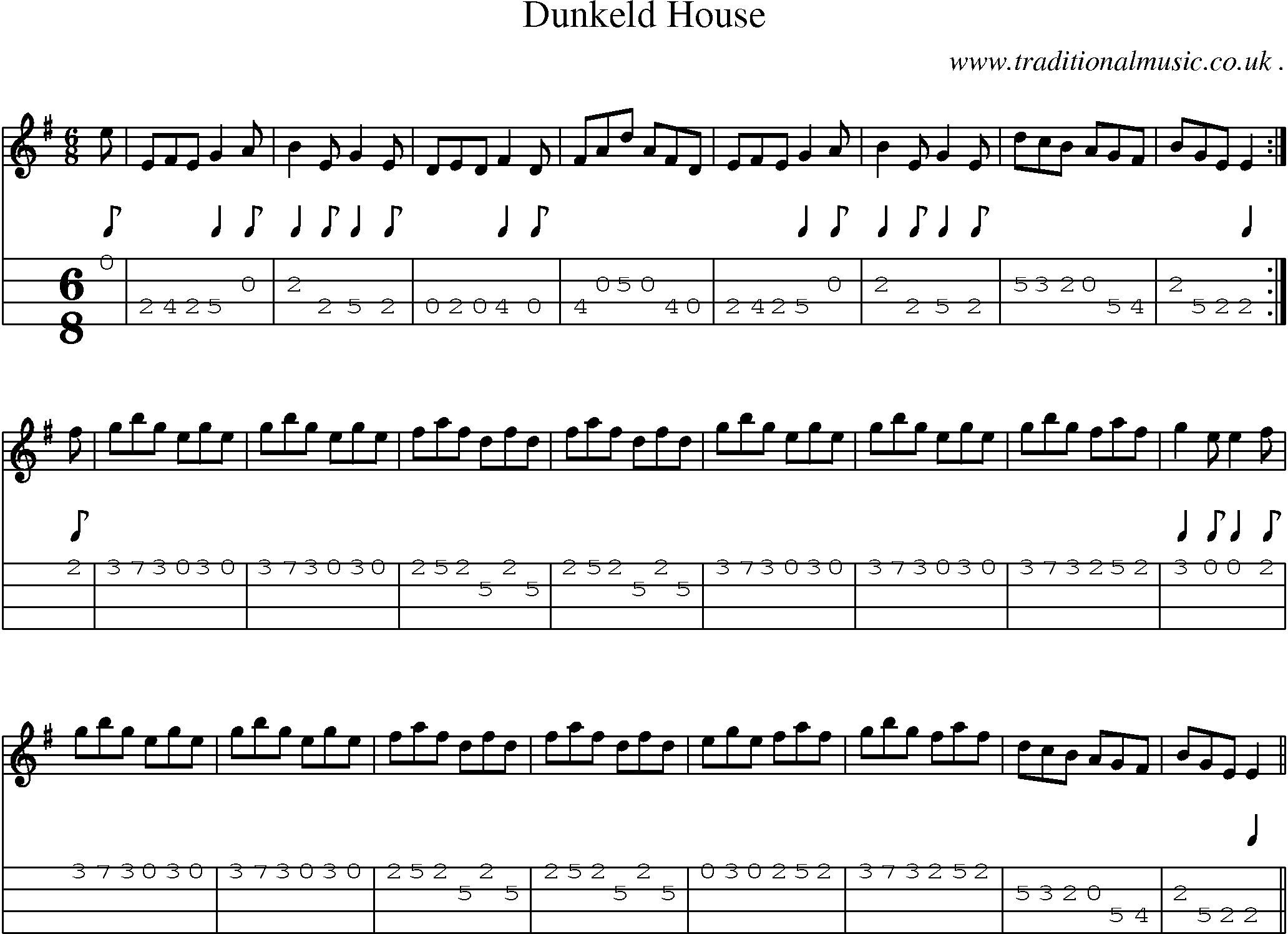 Sheet-Music and Mandolin Tabs for Dunkeld House
