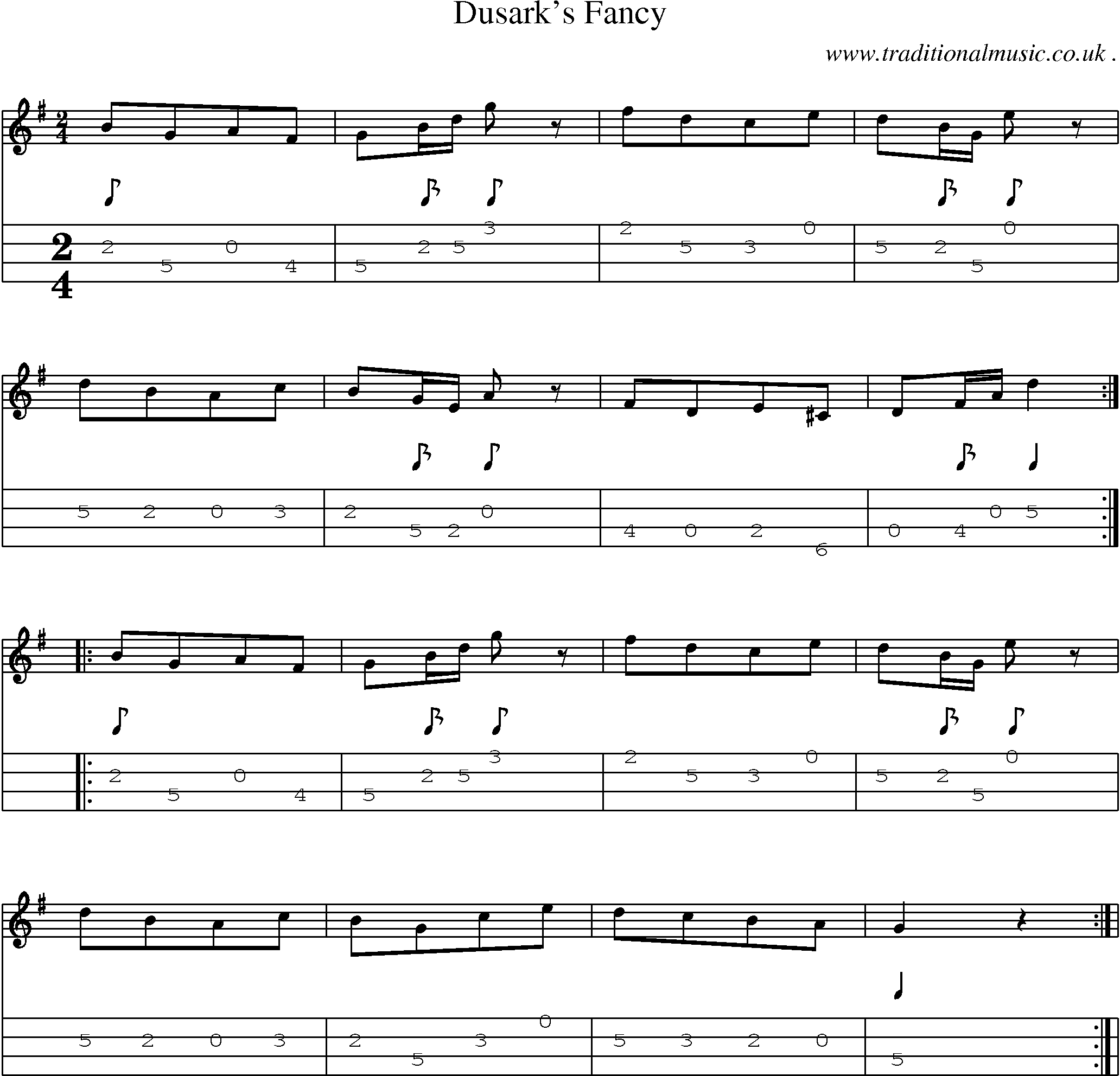 Sheet-Music and Mandolin Tabs for Dusarks Fancy