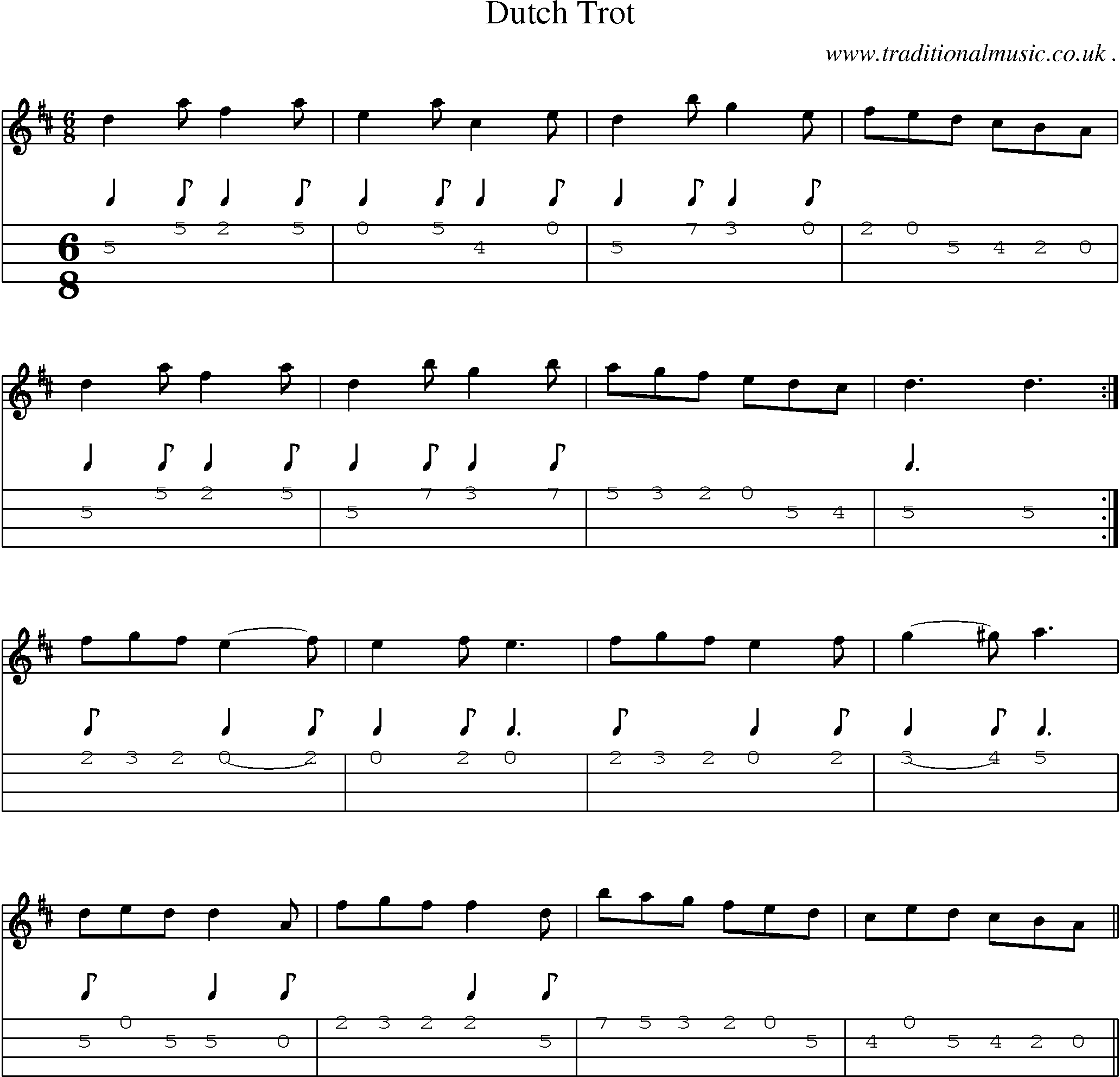 Sheet-Music and Mandolin Tabs for Dutch Trot