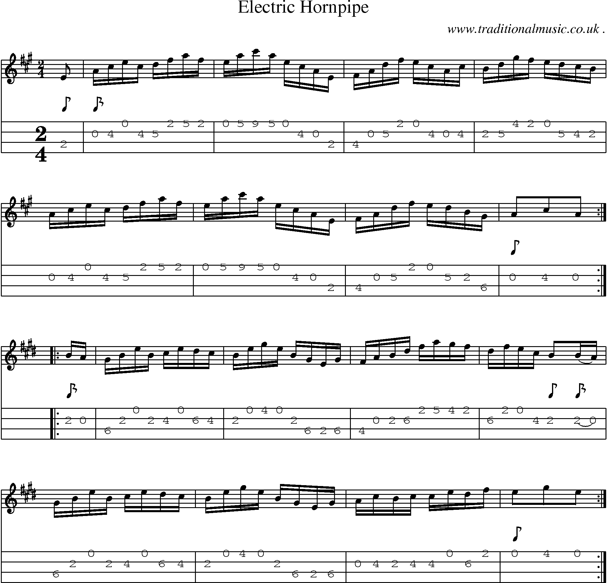 Sheet-Music and Mandolin Tabs for Electric Hornpipe