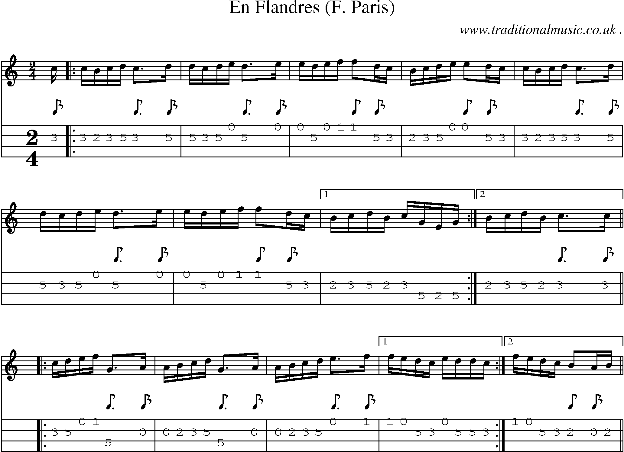 Sheet-Music and Mandolin Tabs for En Flandres (f Paris)