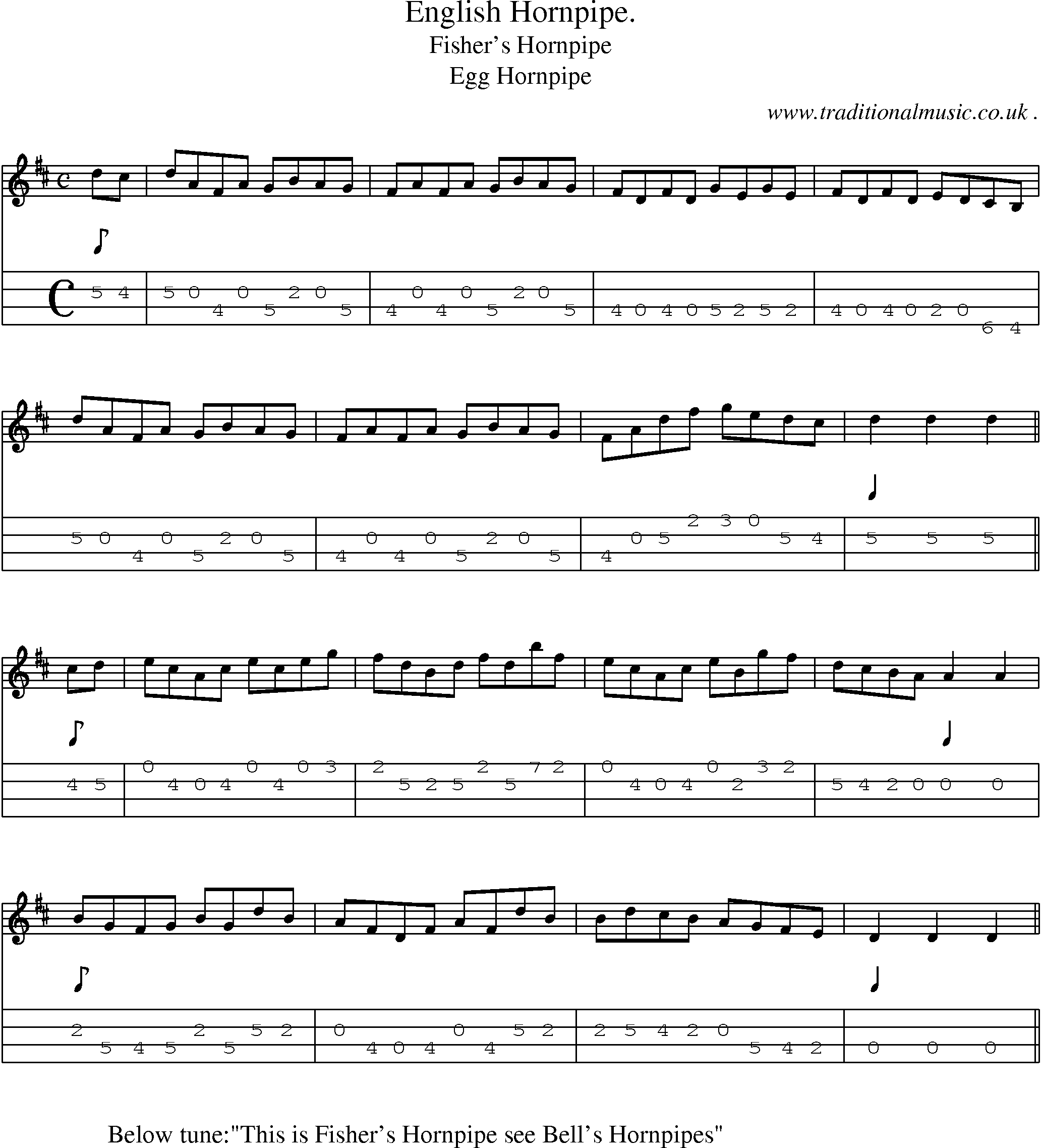 Sheet-Music and Mandolin Tabs for English Hornpipe