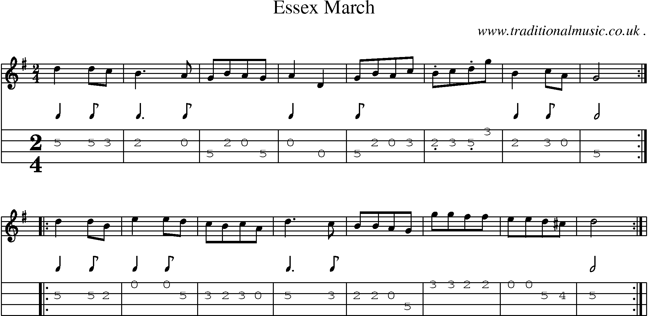 Sheet-Music and Mandolin Tabs for Essex March