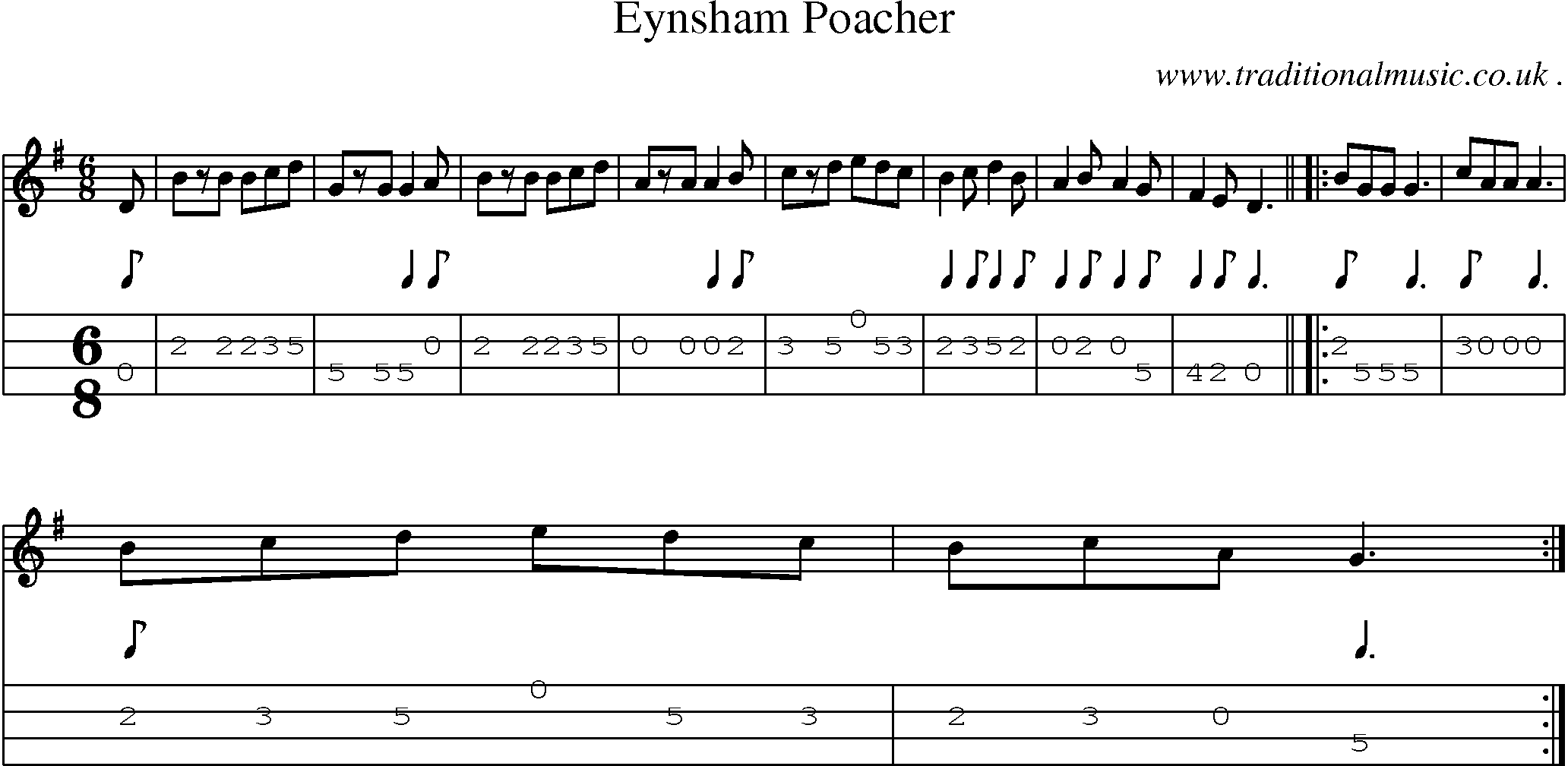 Sheet-Music and Mandolin Tabs for Eynsham Poacher