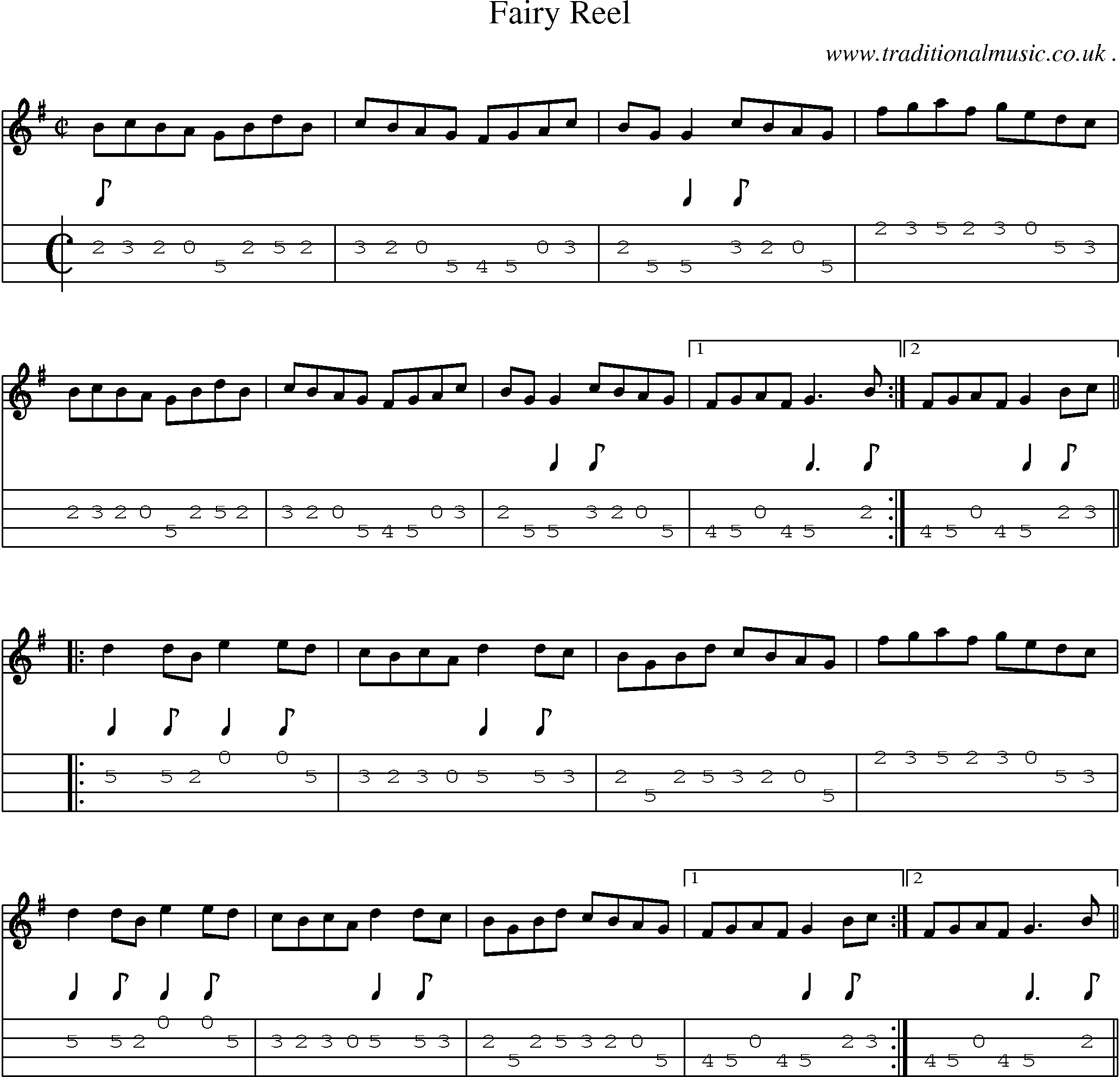 Sheet-Music and Mandolin Tabs for Fairy Reel