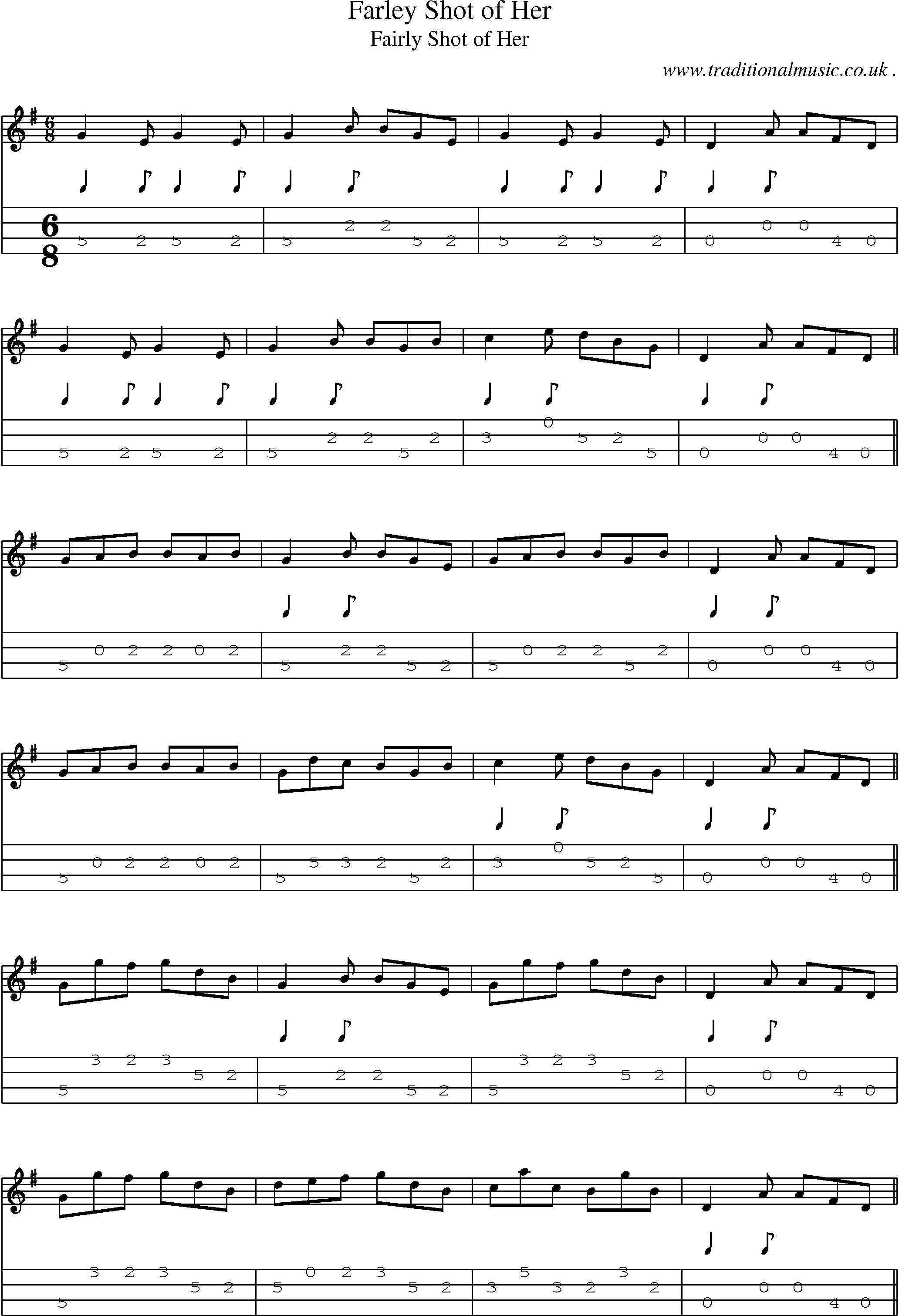 Sheet-Music and Mandolin Tabs for Farley Shot Of Her
