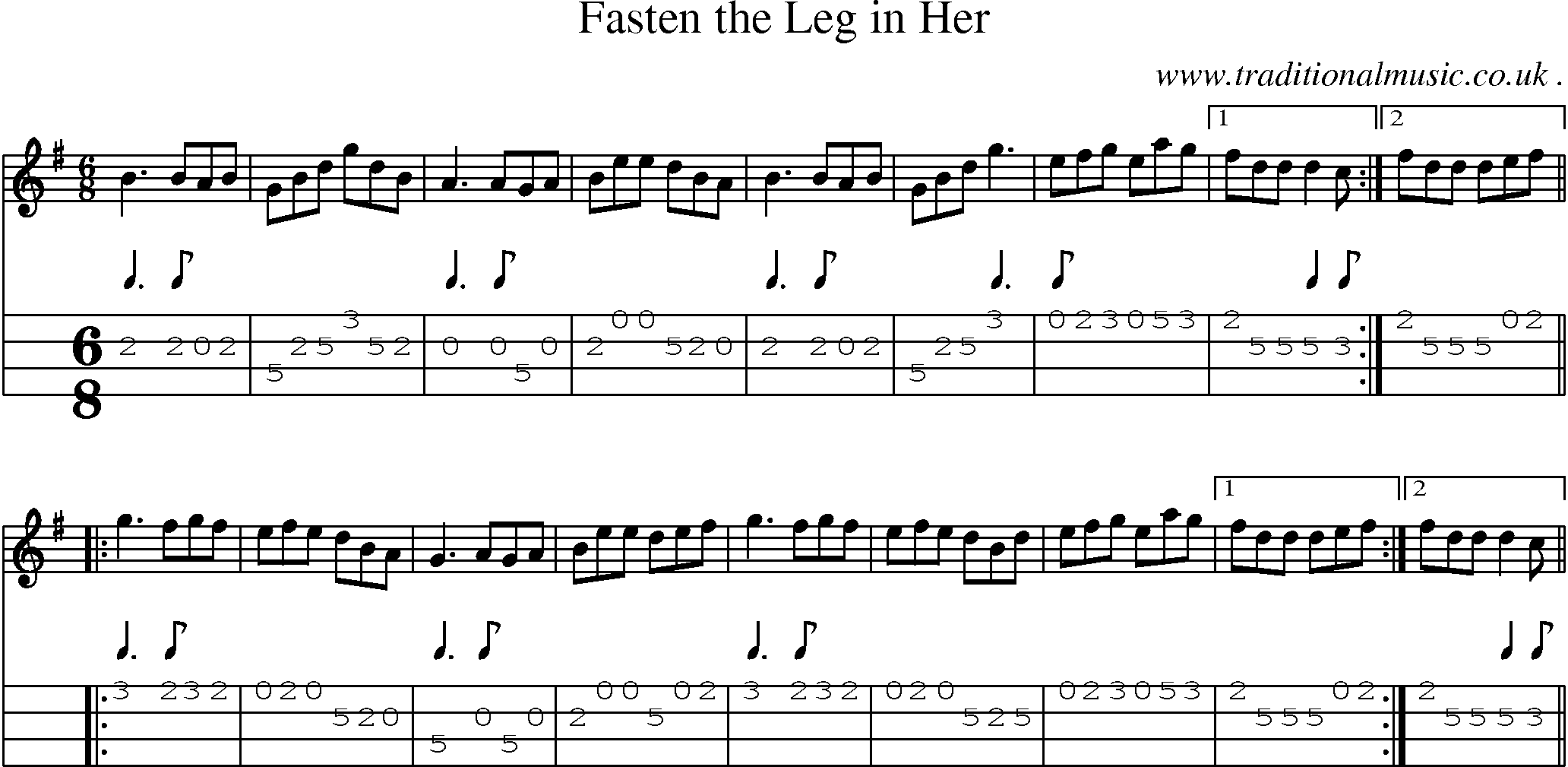 Sheet-Music and Mandolin Tabs for Fasten The Leg In Her