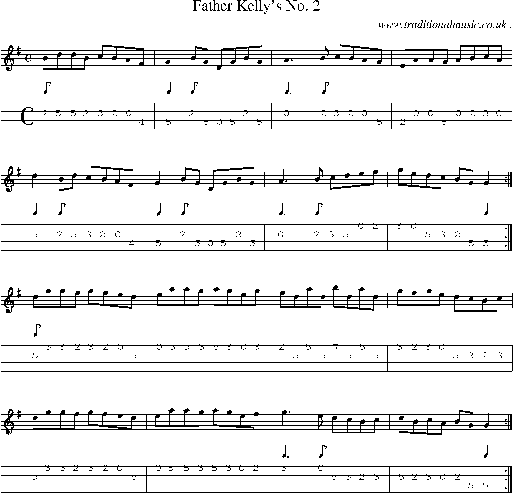 Sheet-Music and Mandolin Tabs for Father Kellys No 2