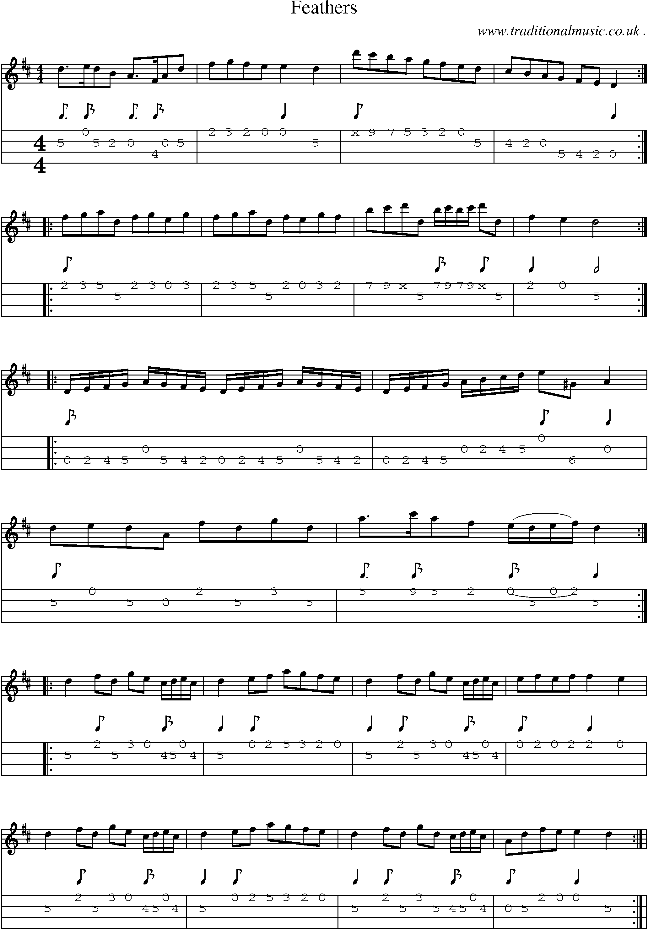 Sheet-Music and Mandolin Tabs for Feathers