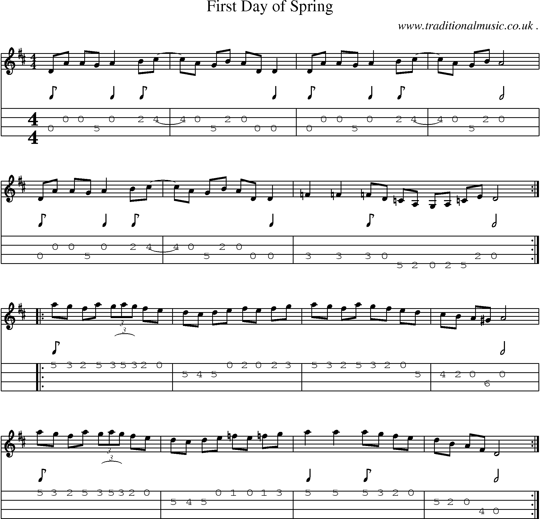 Sheet-Music and Mandolin Tabs for First Day Of Spring