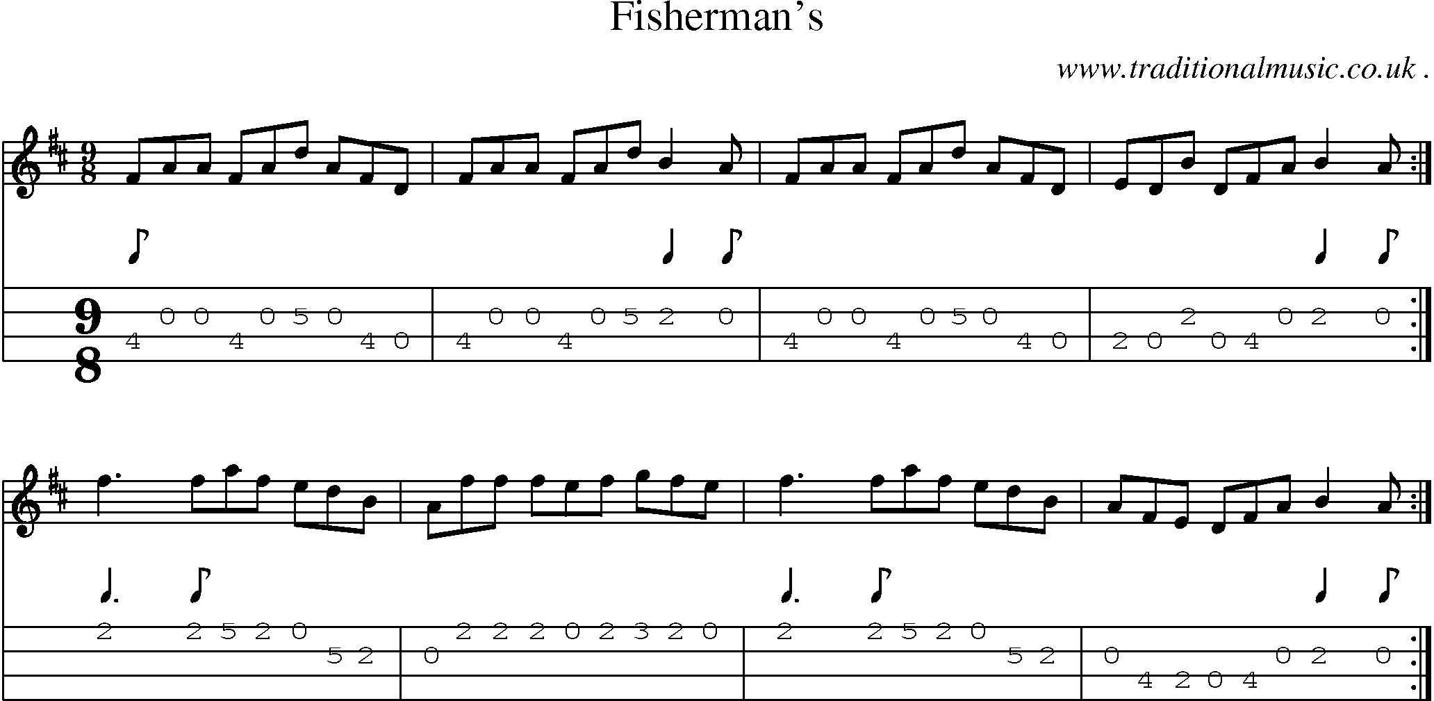 Sheet-Music and Mandolin Tabs for Fishermans
