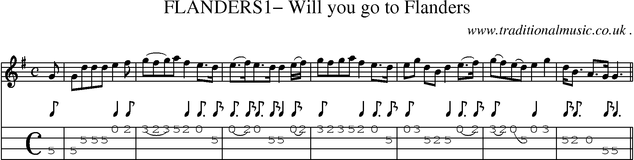 Sheet-Music and Mandolin Tabs for Flanders1 Will You Go To Flanders