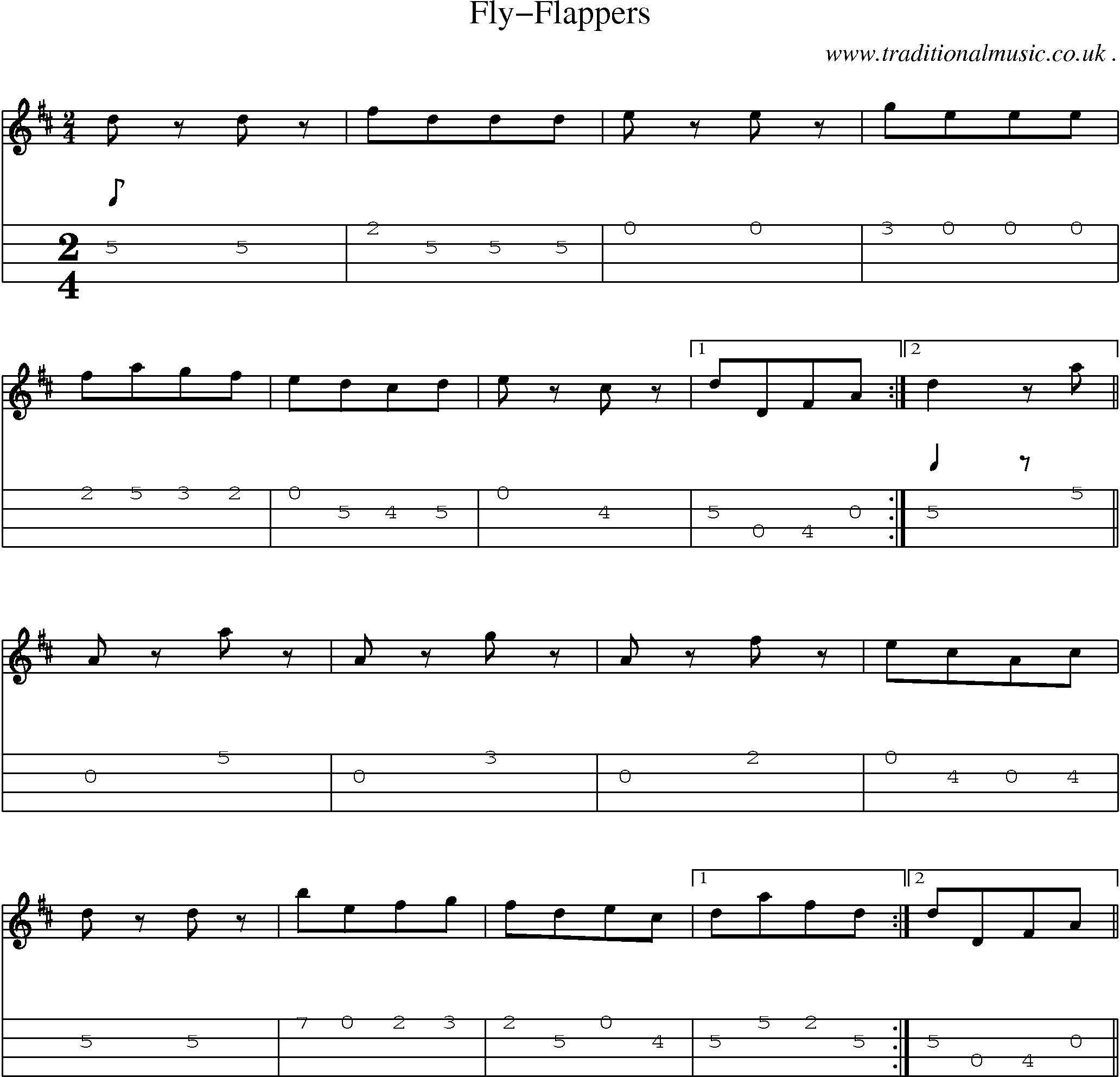 Sheet-Music and Mandolin Tabs for Fly-flappers