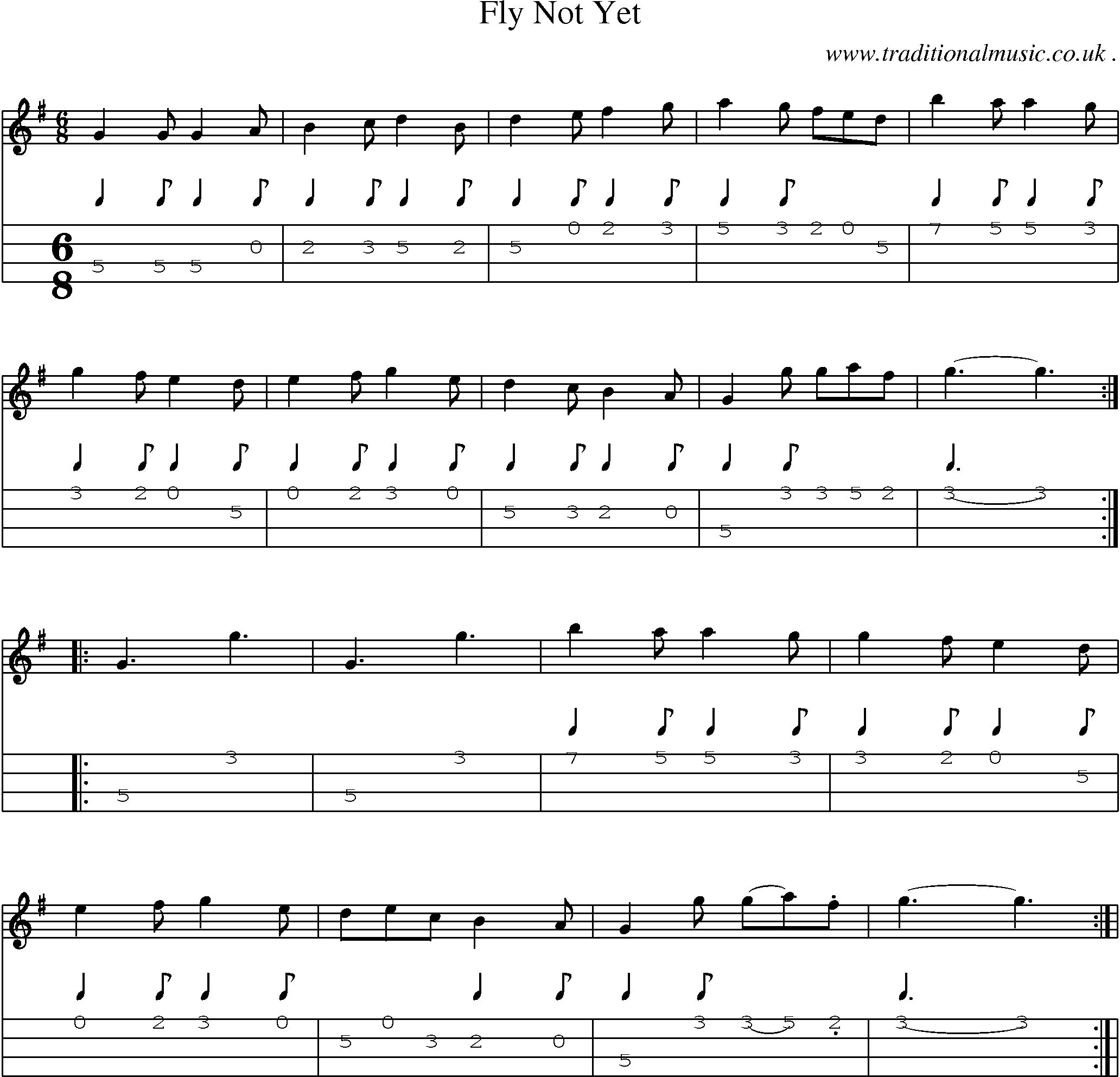 Sheet-Music and Mandolin Tabs for Fly Not Yet