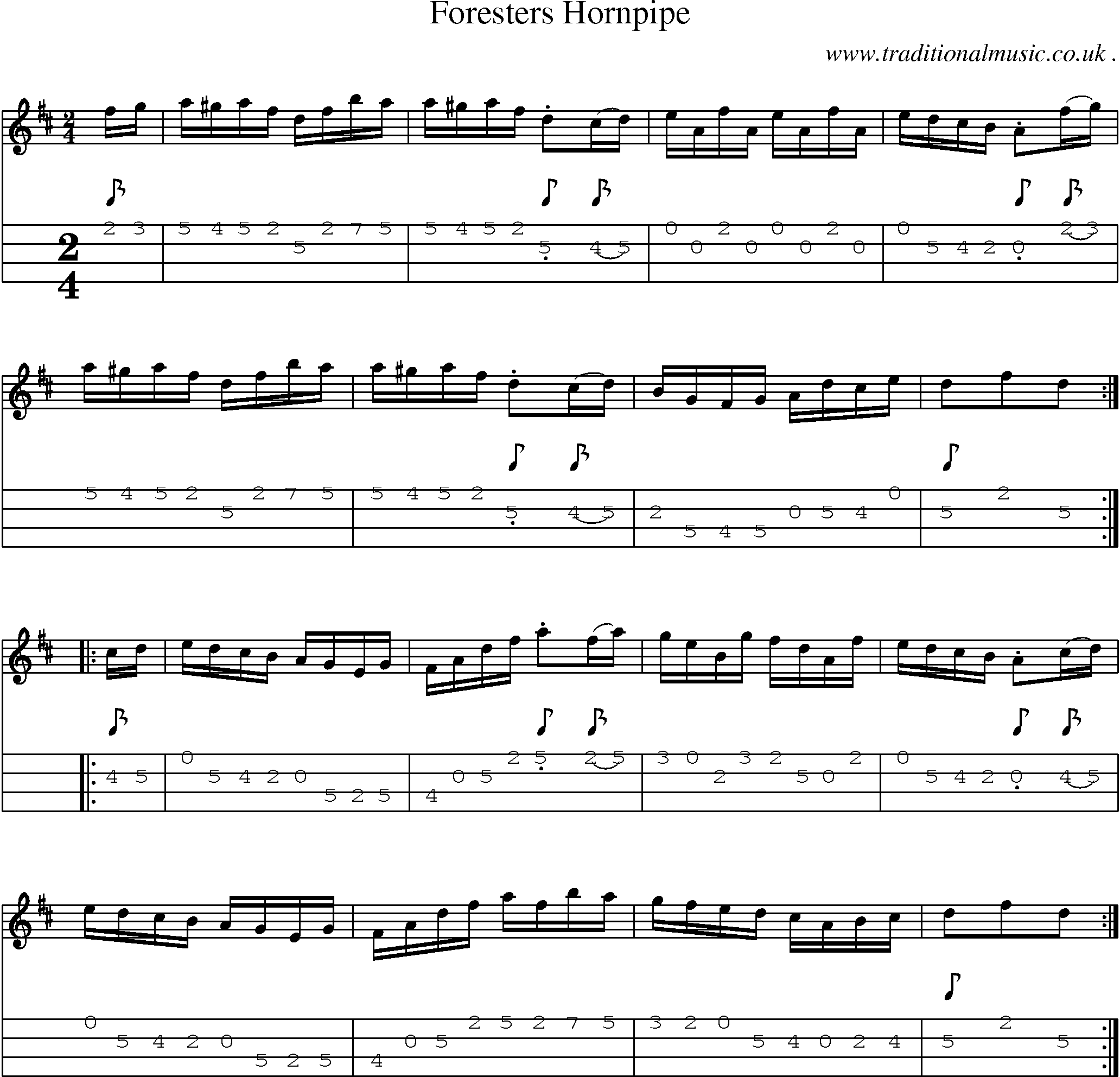 Sheet-Music and Mandolin Tabs for Foresters Hornpipe