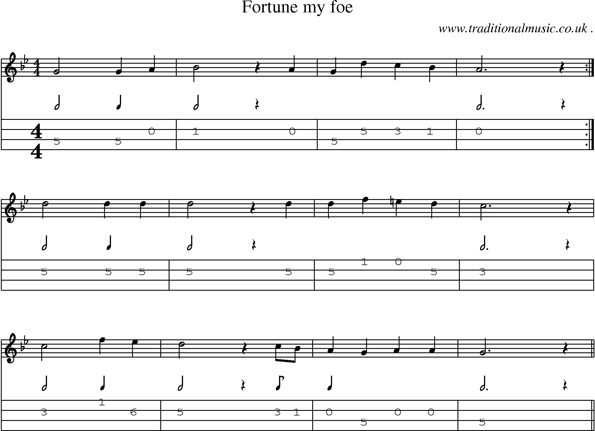 Sheet-Music and Mandolin Tabs for Fortune My Foe