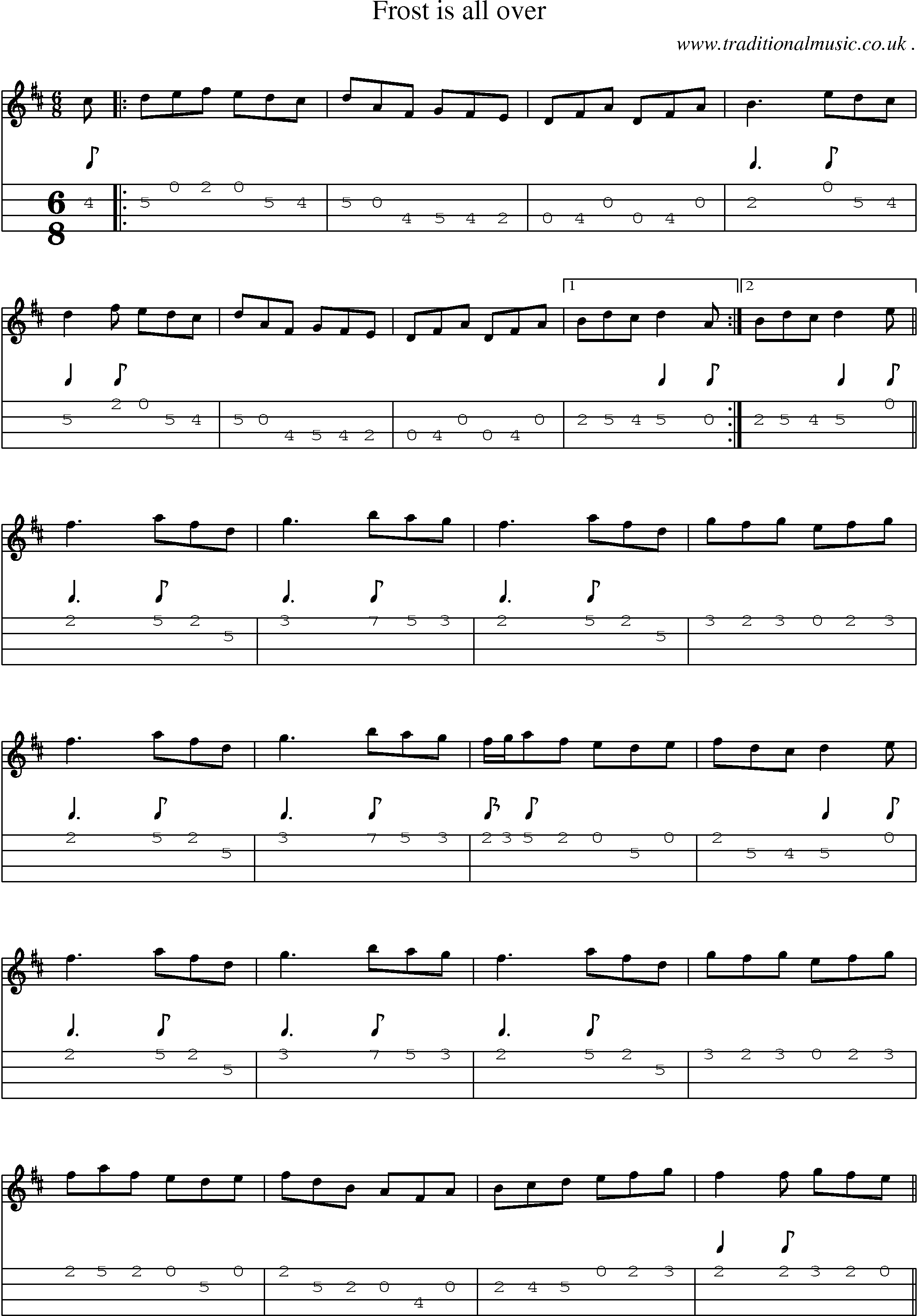 Sheet-Music and Mandolin Tabs for Frost Is All Over