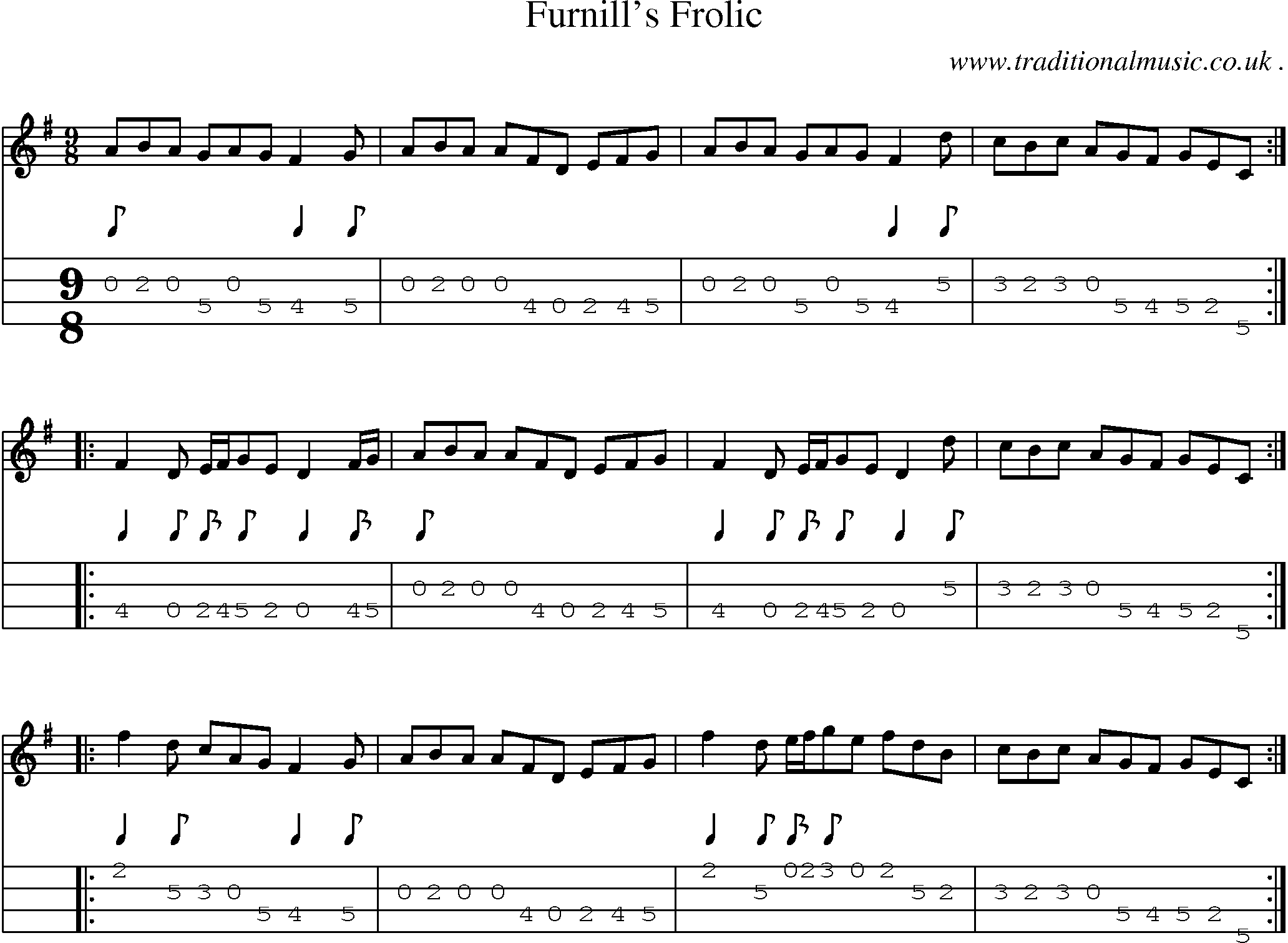 Sheet-Music and Mandolin Tabs for Furnills Frolic
