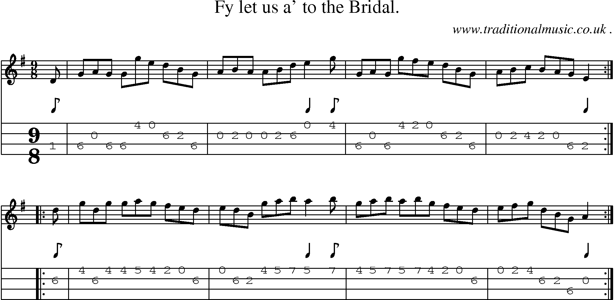 Sheet-Music and Mandolin Tabs for Fy Let Us A To The Bridal