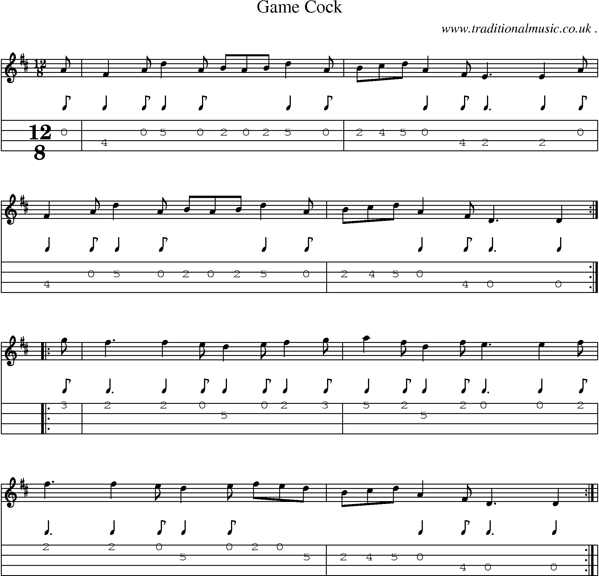 Sheet-Music and Mandolin Tabs for Game Cock