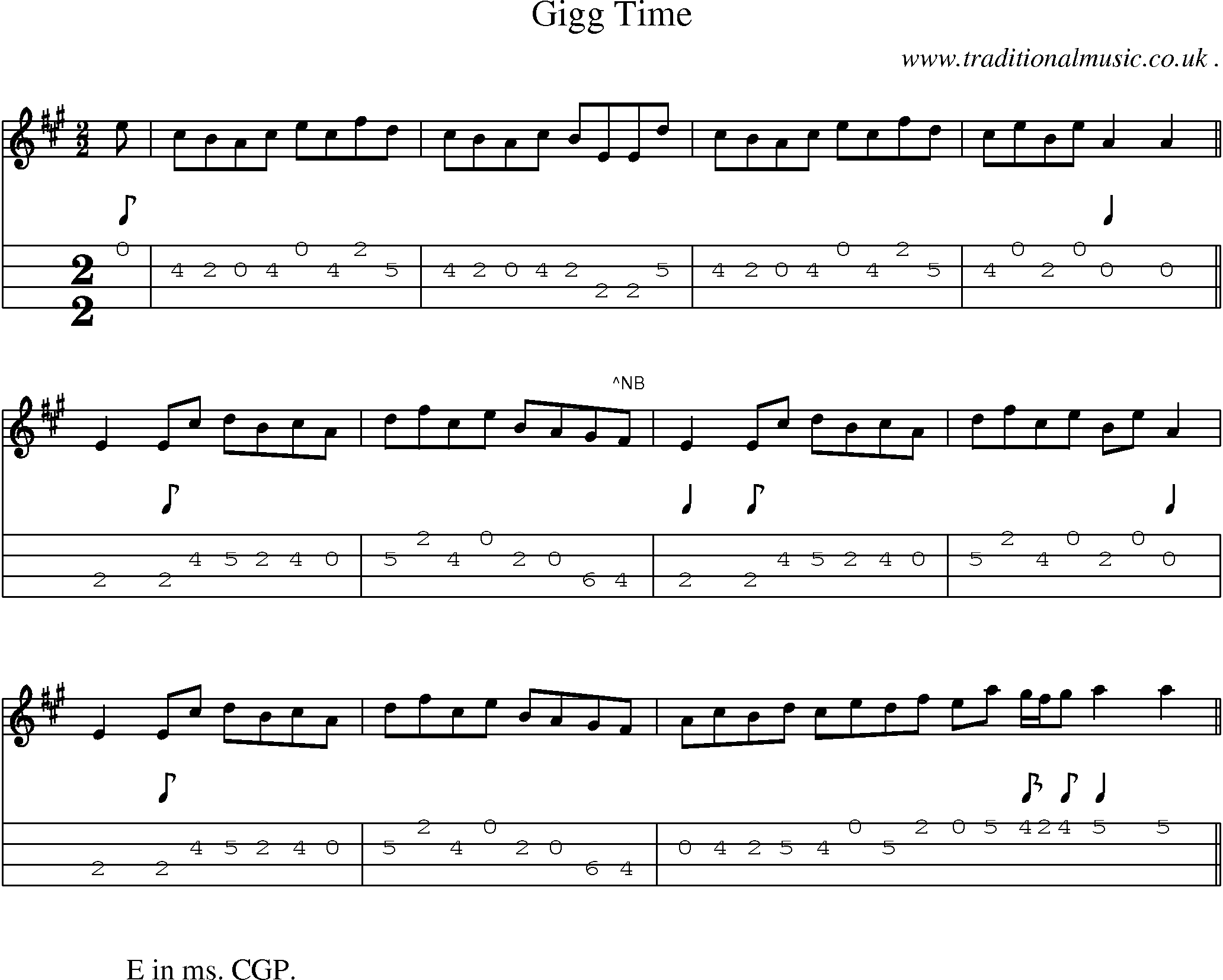 Sheet-Music and Mandolin Tabs for Gigg Time