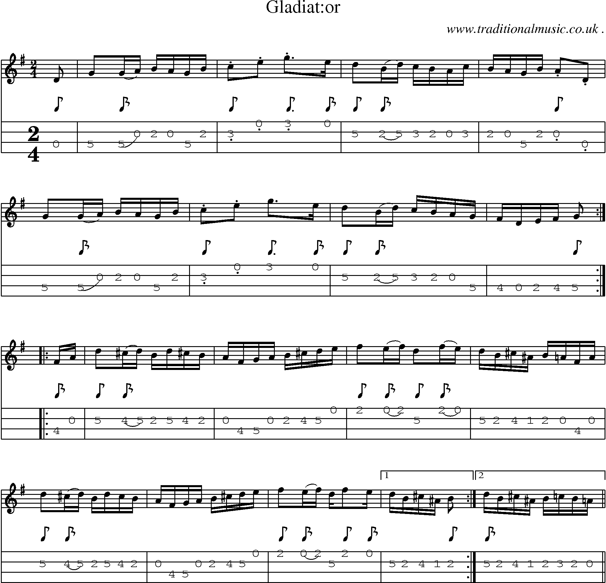 Sheet-Music and Mandolin Tabs for Gladiator