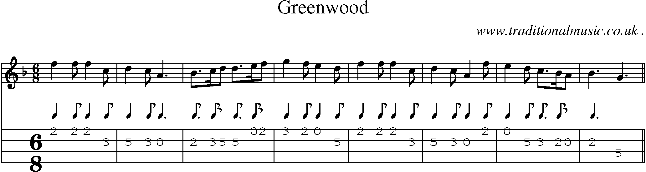 Sheet-Music and Mandolin Tabs for Greenwood