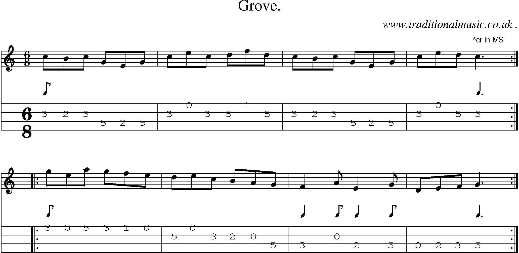 Sheet-Music and Mandolin Tabs for Grove